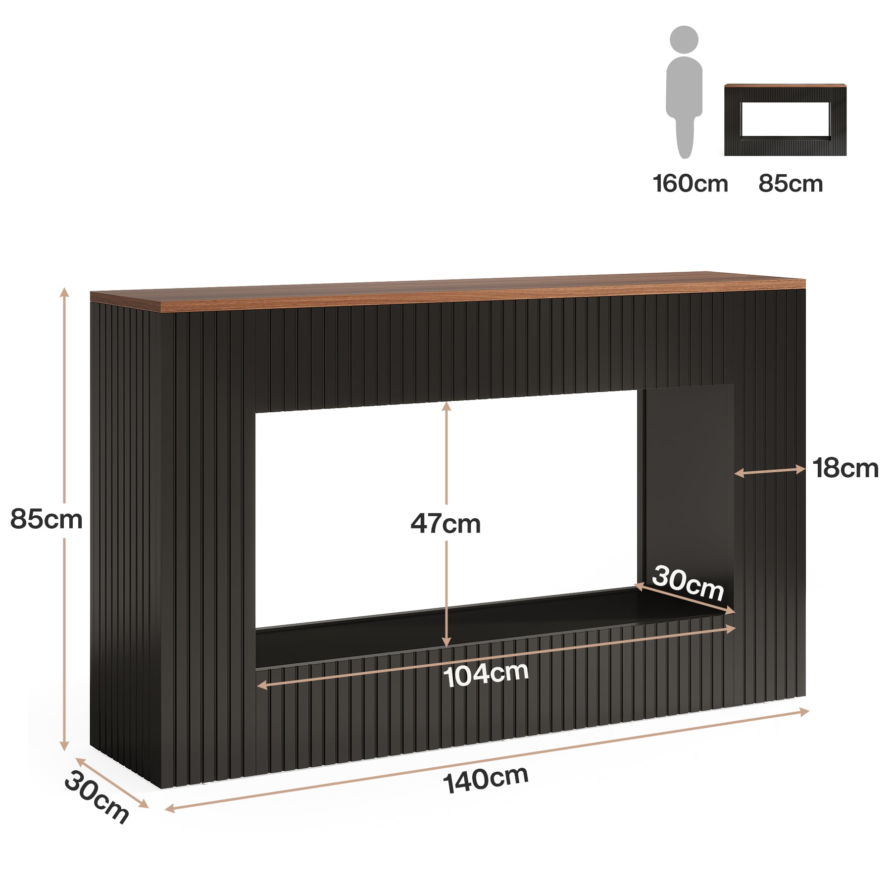 Tavolo Consolle Moderno da 140 cm, Tavolino da Divano in Legno con Contenitore