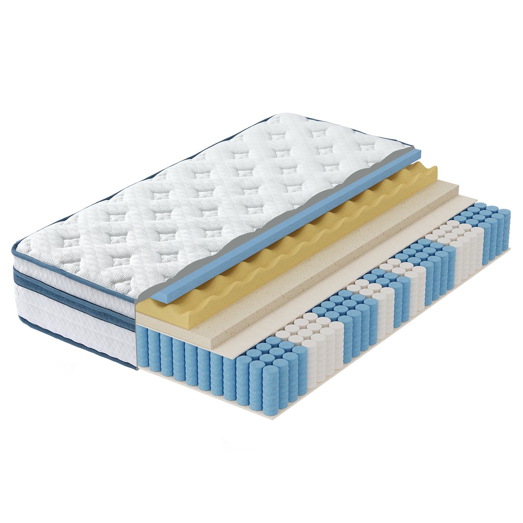 Tribesigns Materasso a molle insacchettate H3, rigidità media, materasso ortopedico in memory foam con gel a 7 zone