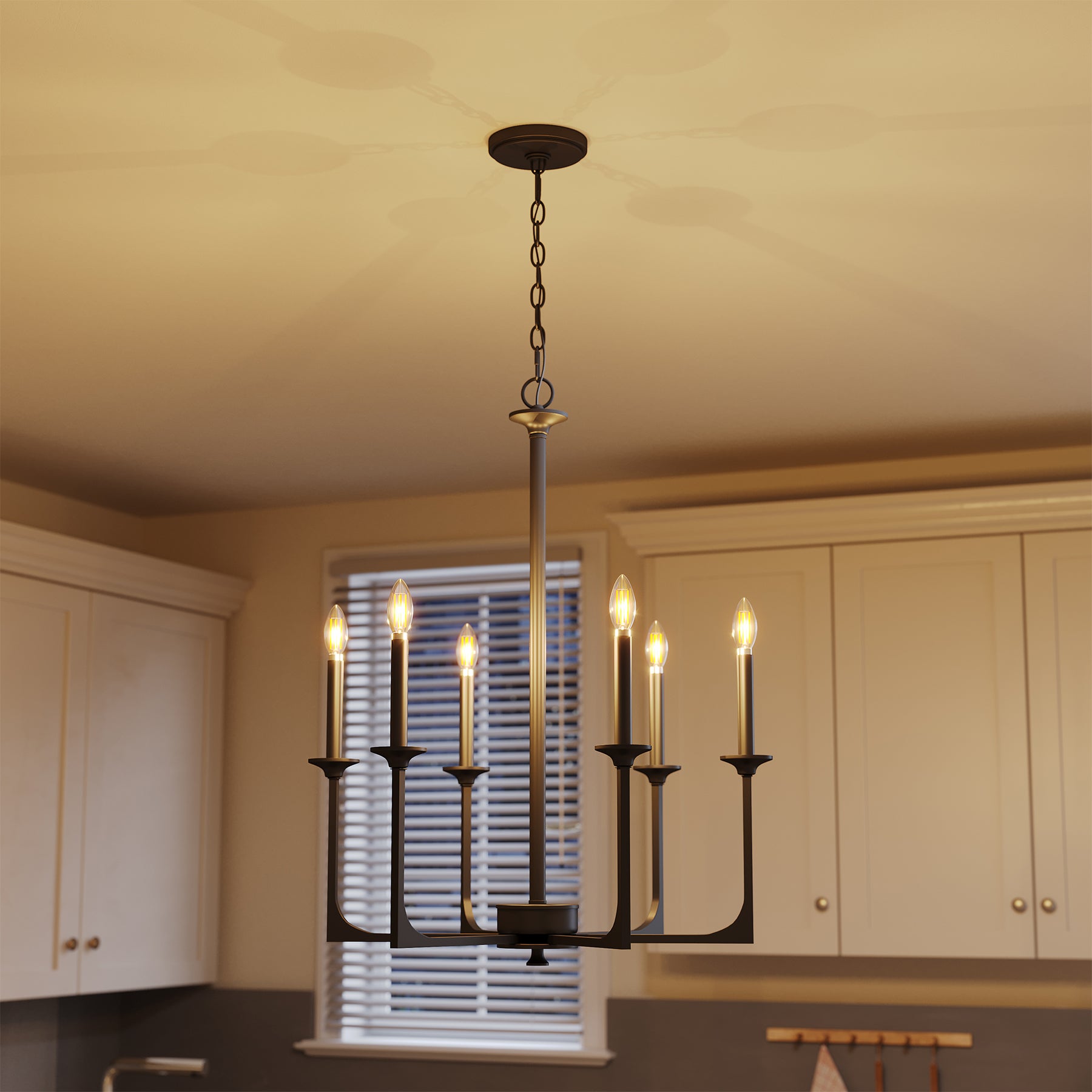 Tribesigns 6 lampade da soffitto E14, lampadario rotondo a forma di ruota di carrello, idea per la cucina