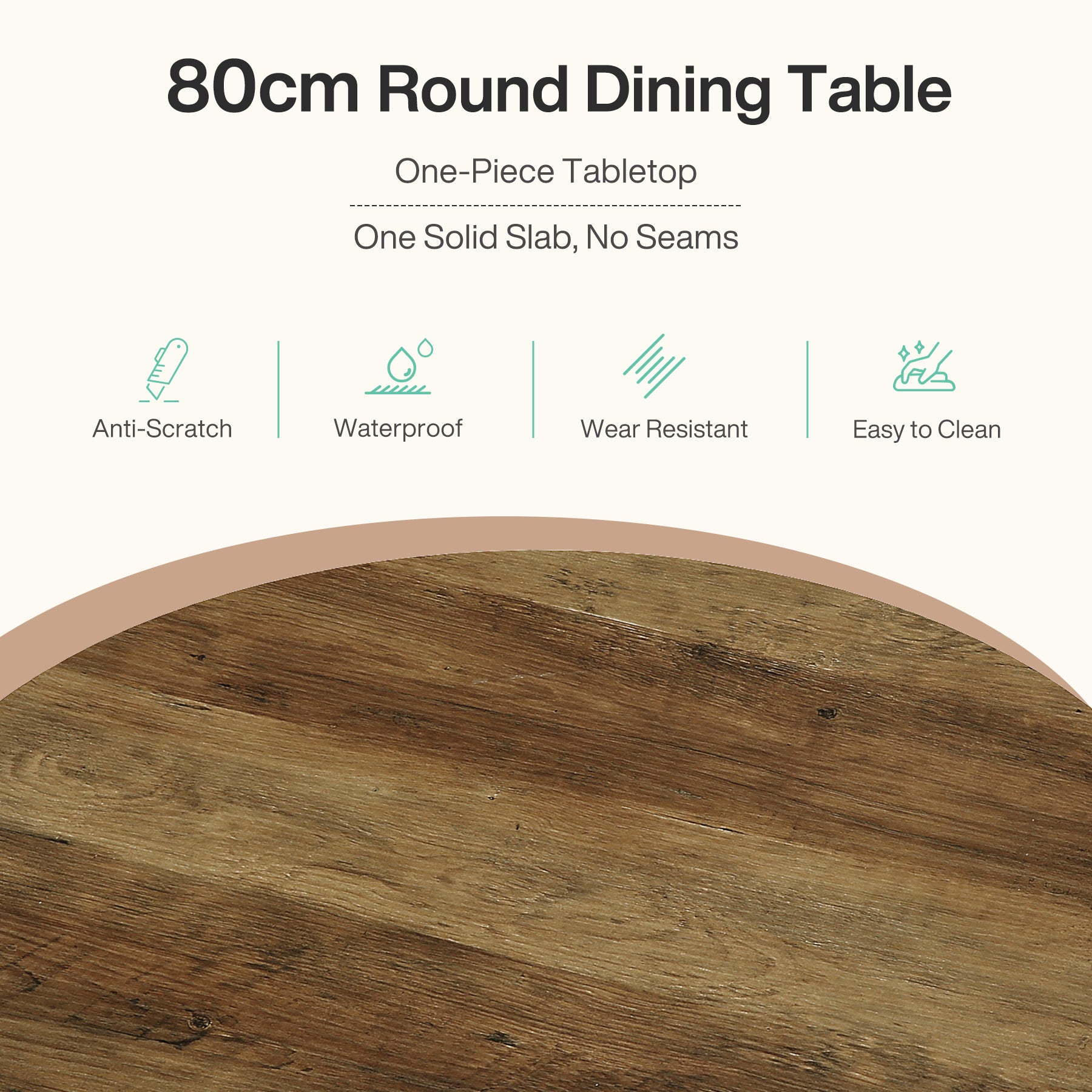 Tribesigns Piccolo tavolo da pranzo rotondo, tavolo da cucina da 80 cm per 2-4 persone