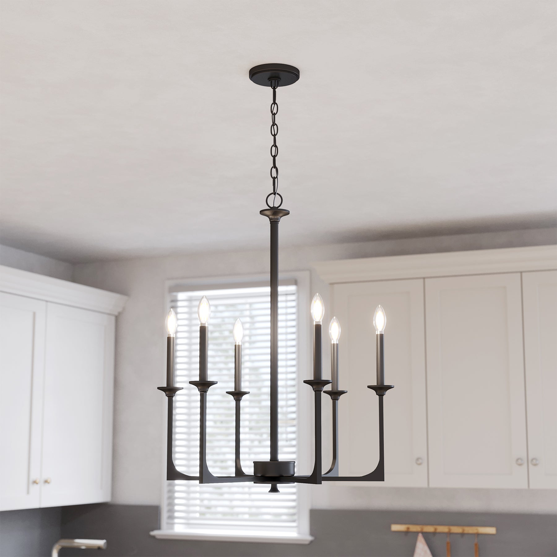 Tribesigns 6 lampade da soffitto E14, lampadario rotondo a forma di ruota di carrello, idea per la cucina