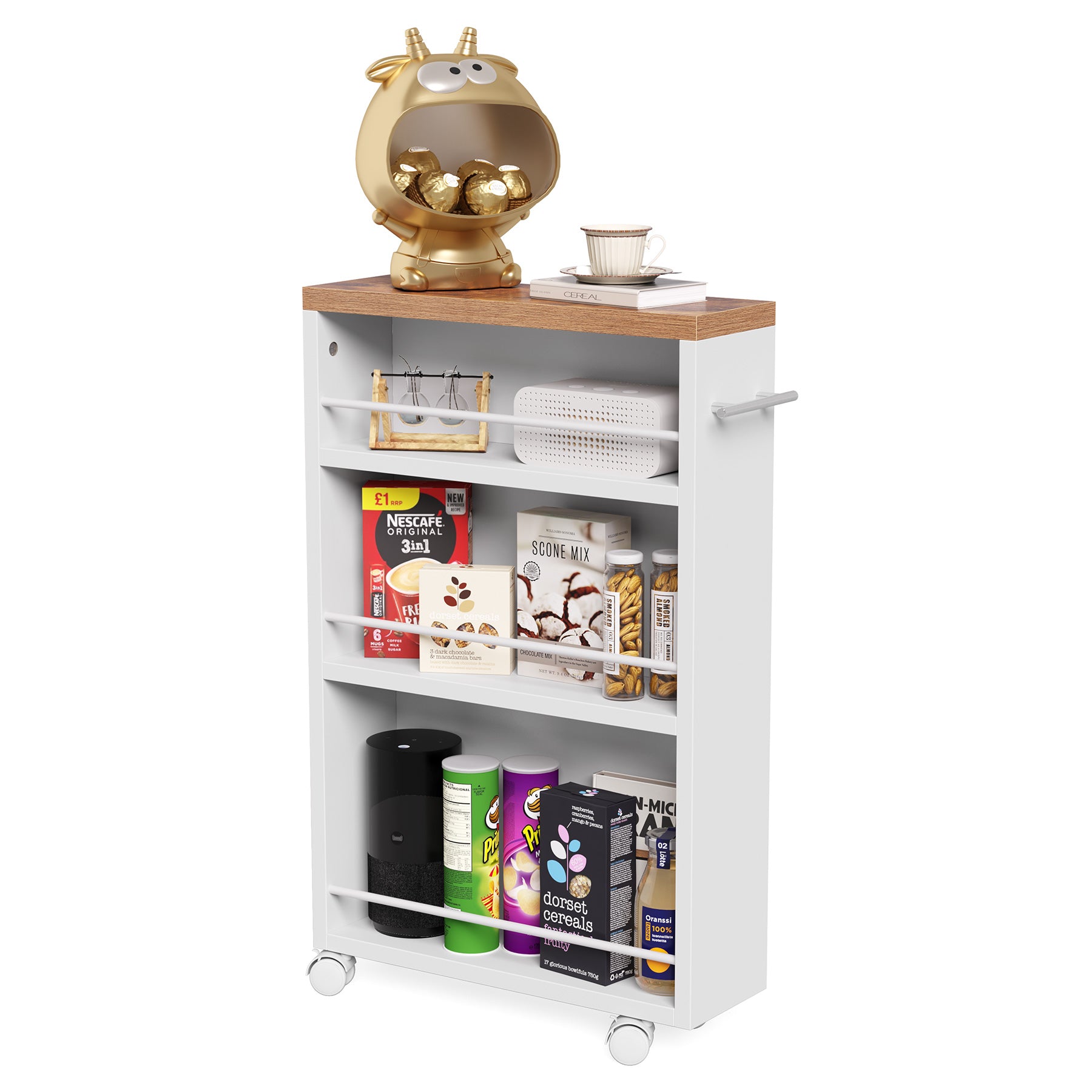 Tribesigns Carrello sottile da cucina, carrelli a 4 piani estraibile su ruote per piccoli spazi