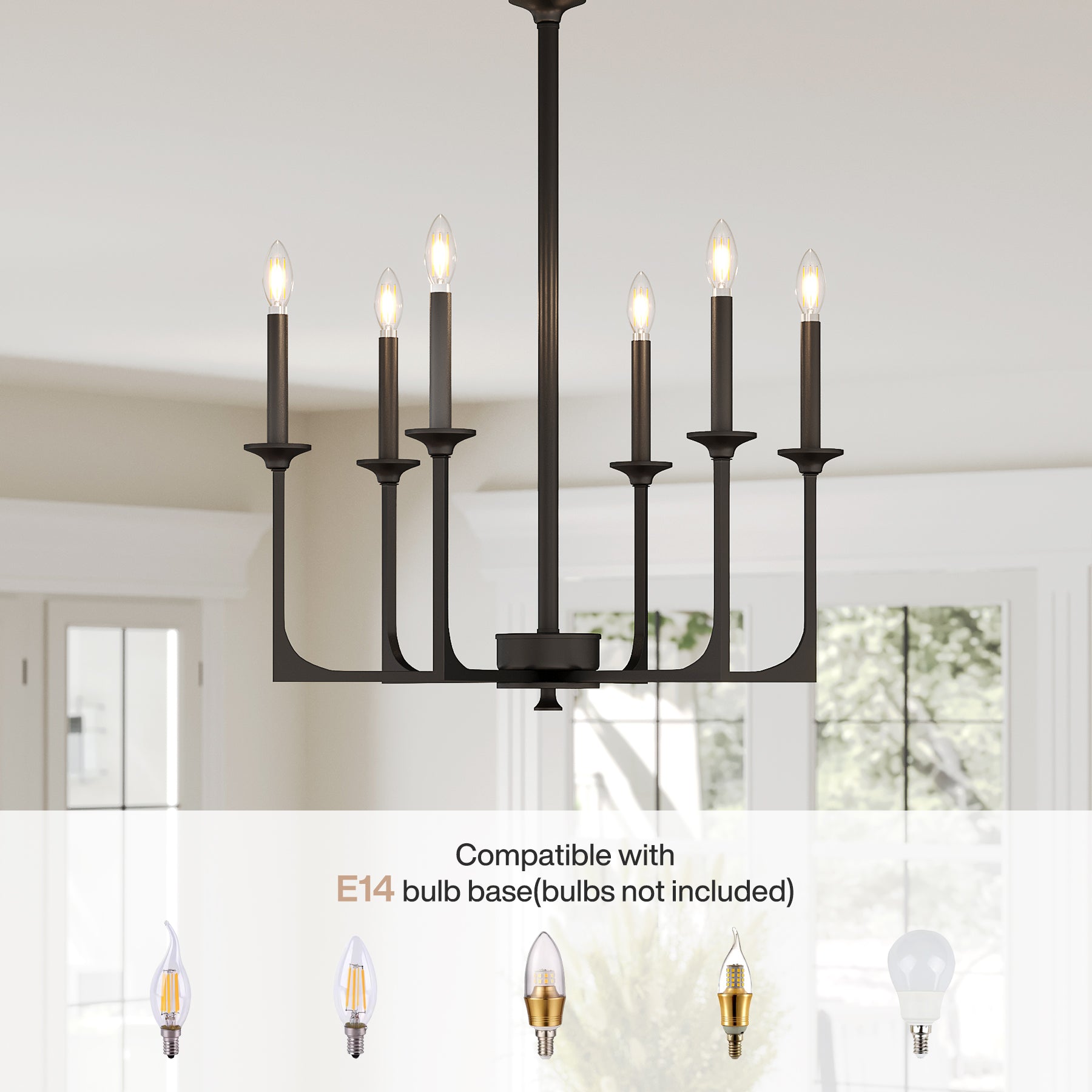 Tribesigns 6 lampade da soffitto E14, lampadario rotondo a forma di ruota di carrello, idea per la cucina