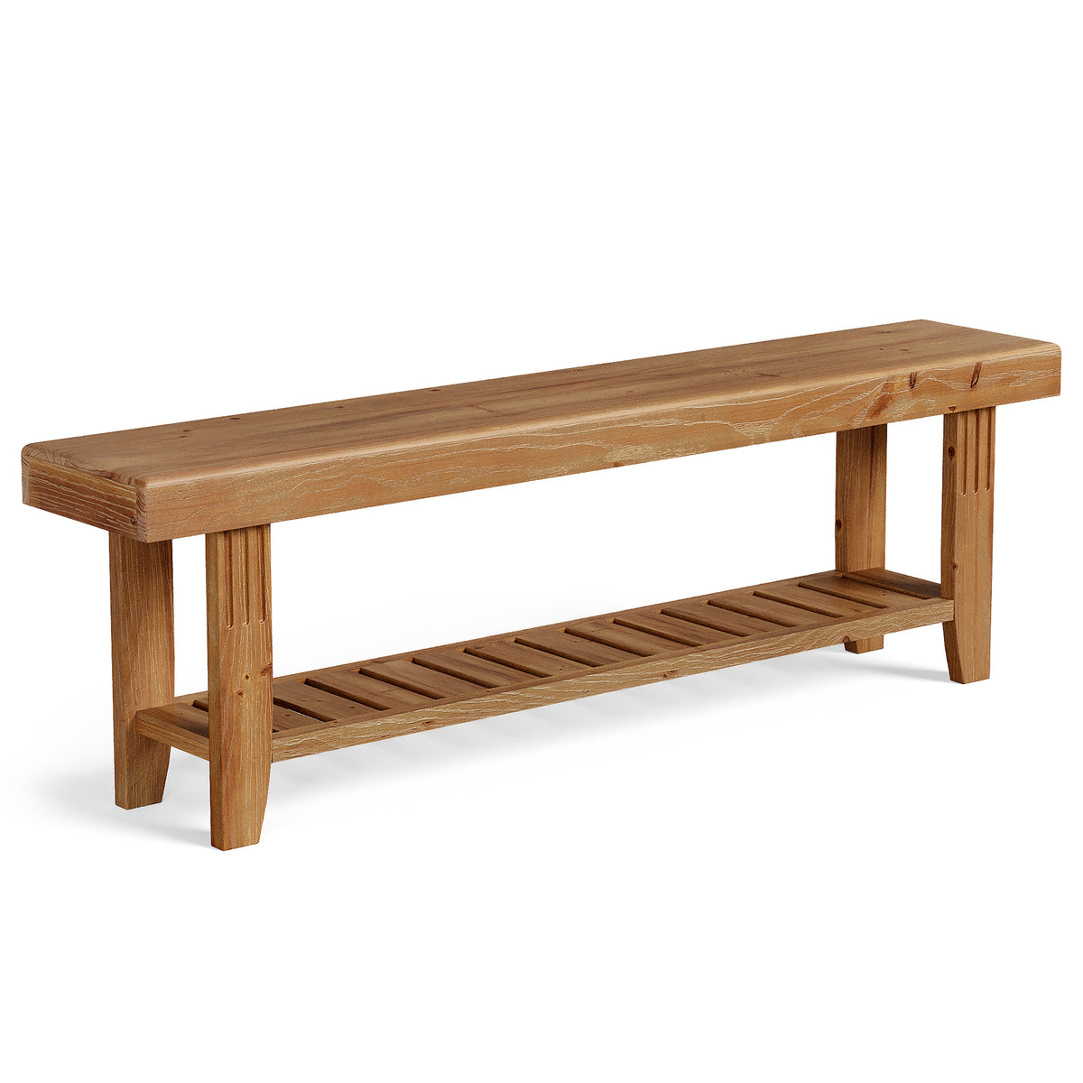 Tribesigns Panca in Legno con 2 Ripiani Portascarpe, 160 cm, per Ingresso e Corridoio