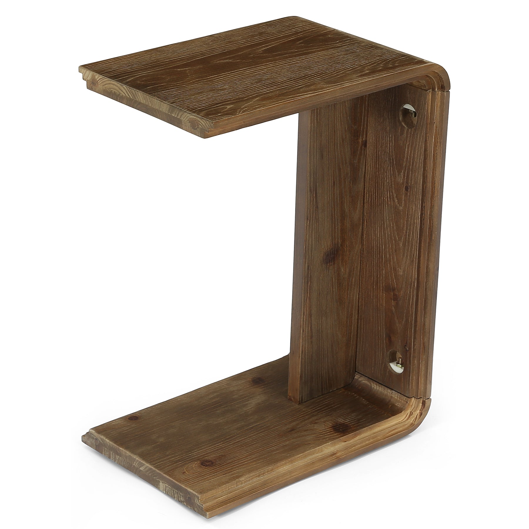 Tribesigns Tavolino laterale a forma di C in legno massello, tavolino stretto per soggiorno