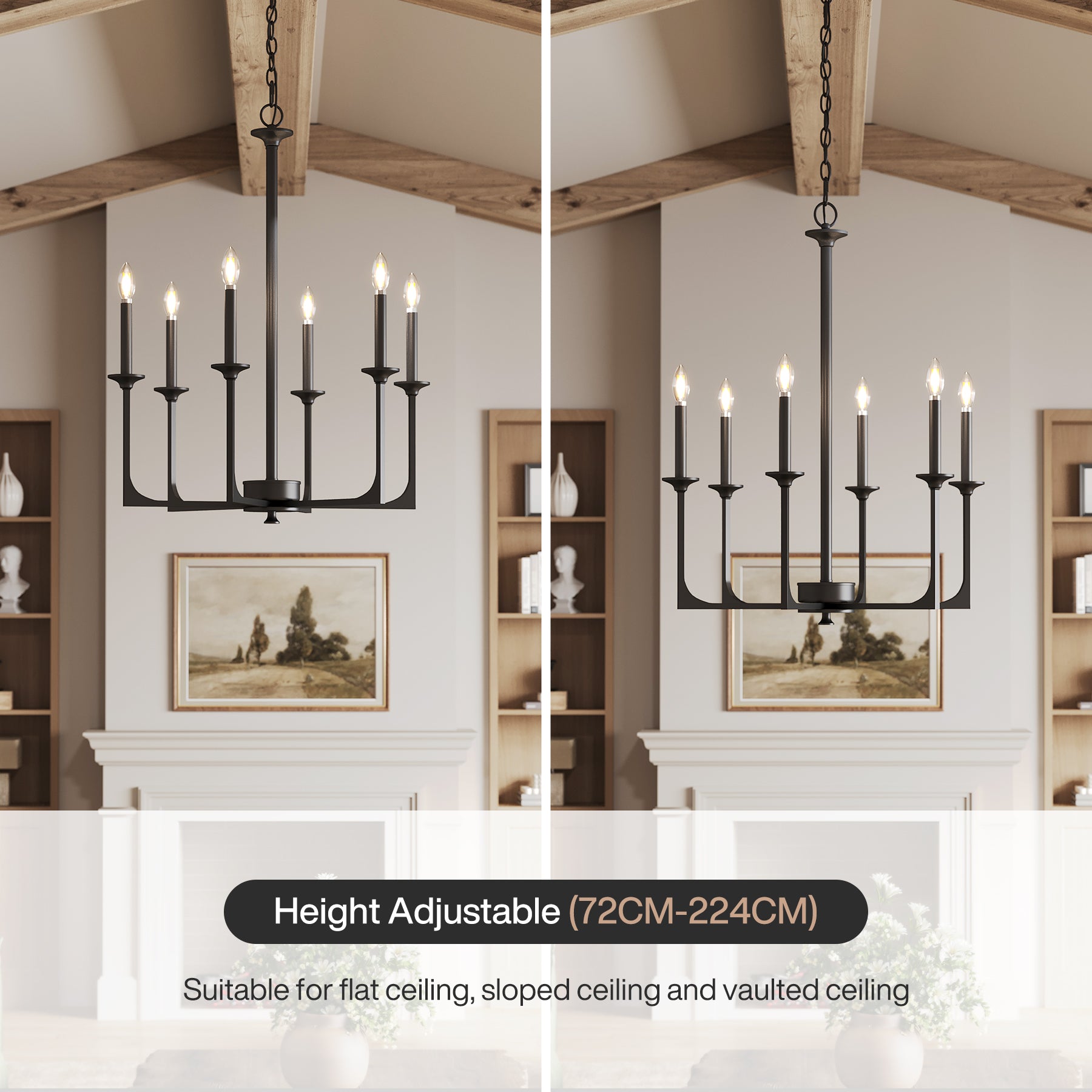 Tribesigns 6 lampade da soffitto E14, lampadario rotondo a forma di ruota di carrello, idea per la cucina