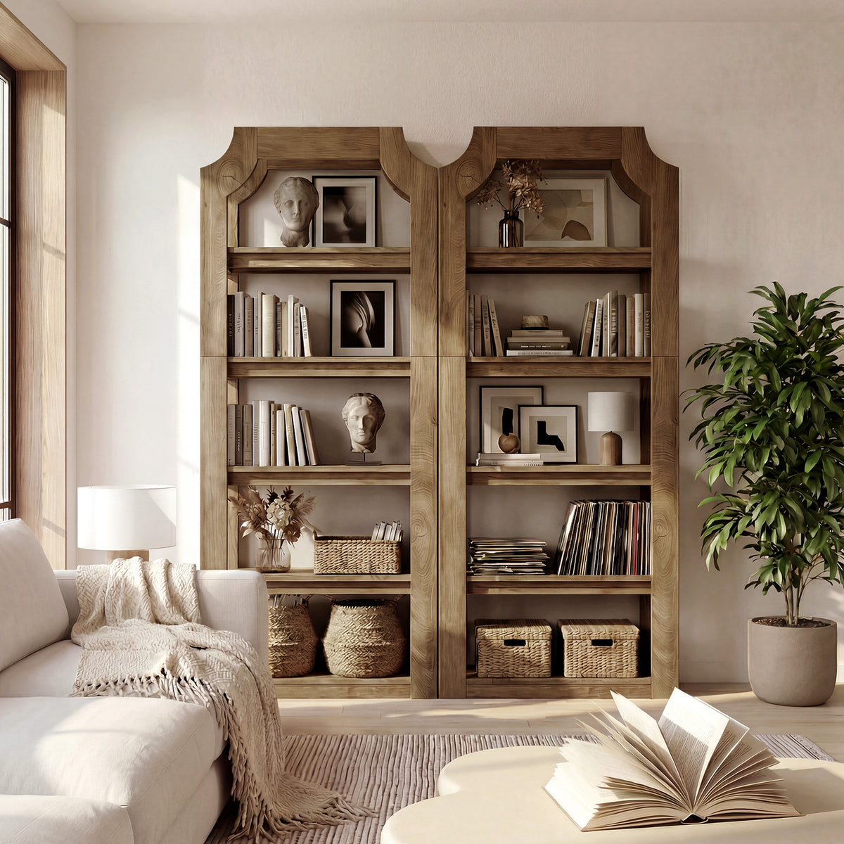 Tribesigns Libreria a 5 ripiani in stile rustico, alta 180 cm, robusta e autoportante, ideale per il soggiorno o l'ufficio