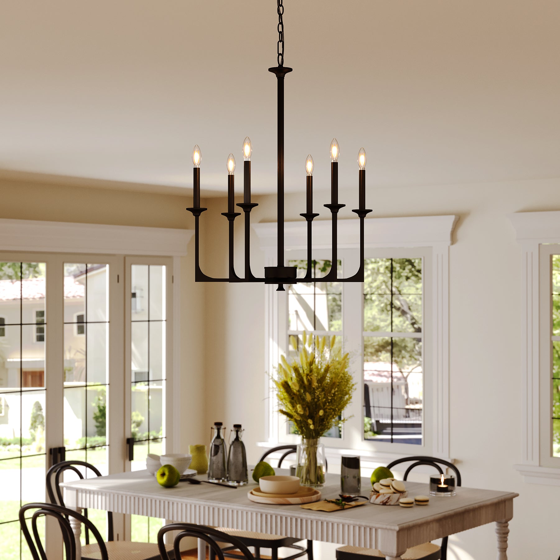Tribesigns 6 lampade da soffitto E14, lampadario rotondo a forma di ruota di carrello, idea per la cucina