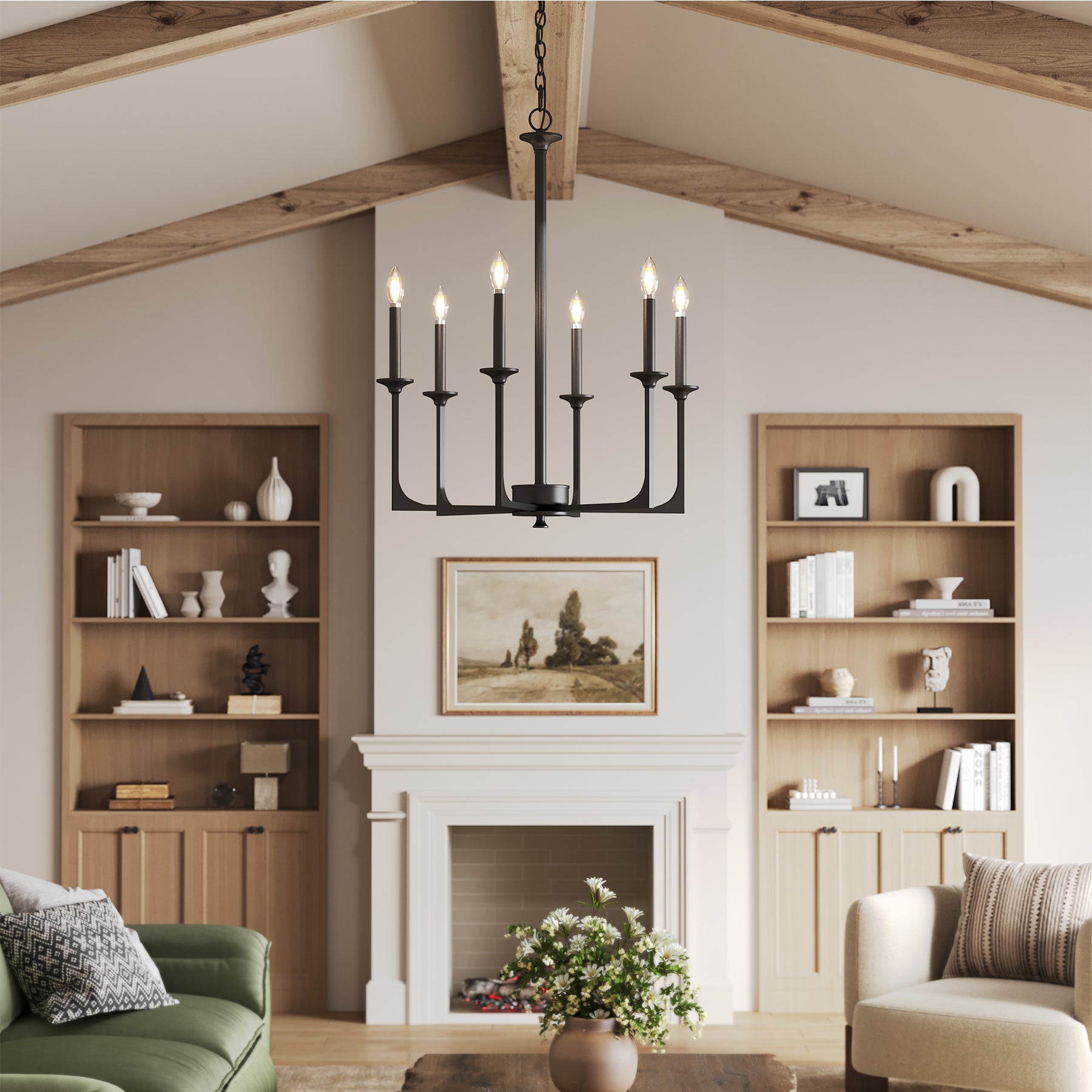 Tribesigns 6 lampade da soffitto E14, lampadario rotondo a forma di ruota di carrello, idea per la cucina