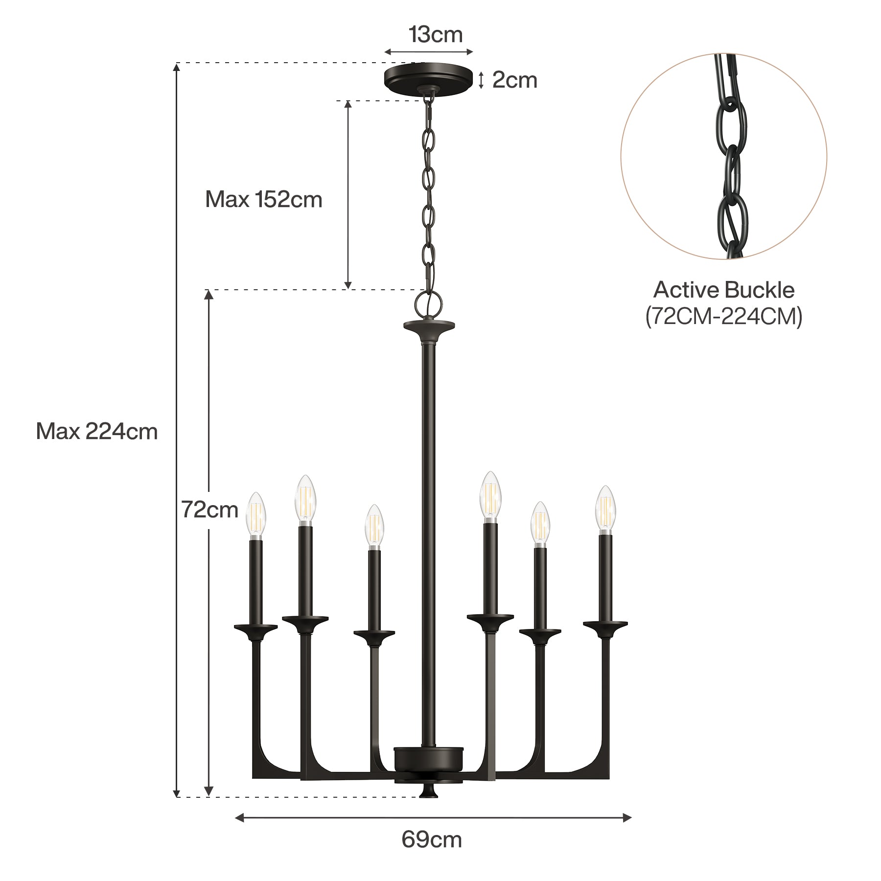 Tribesigns 6 lampade da soffitto E14, lampadario rotondo a forma di ruota di carrello, idea per la cucina