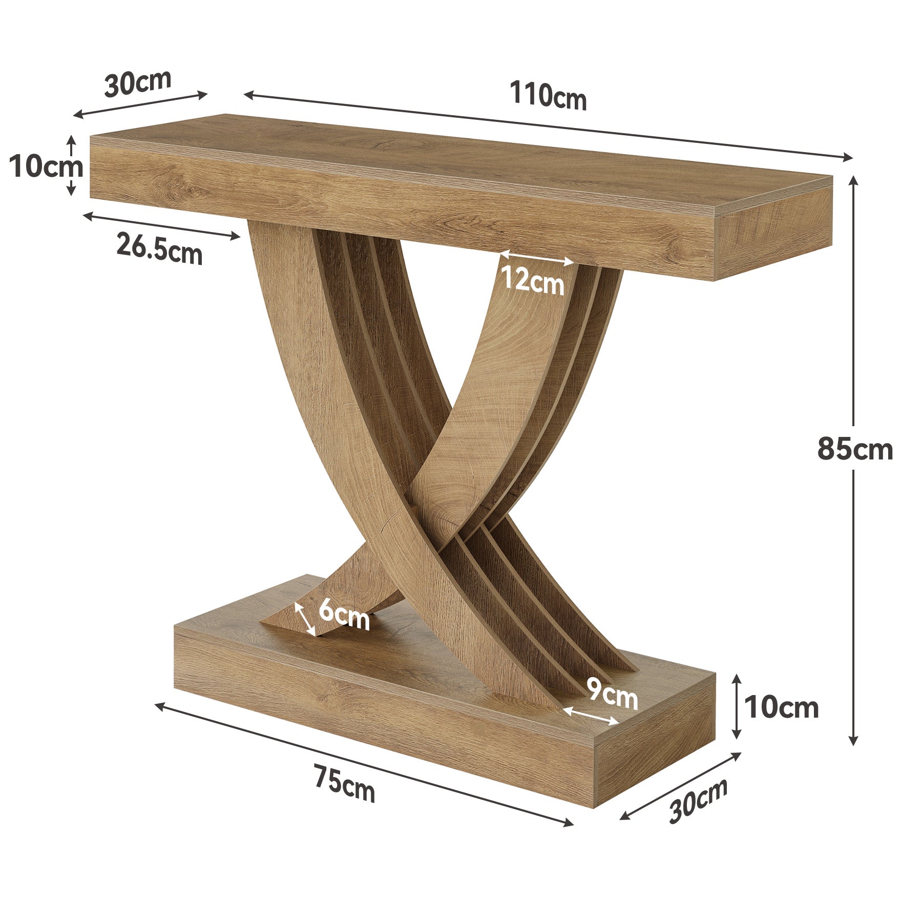Tribesigns 110 cm Tavolo da consolle,tavolino laterale stretto con base a X