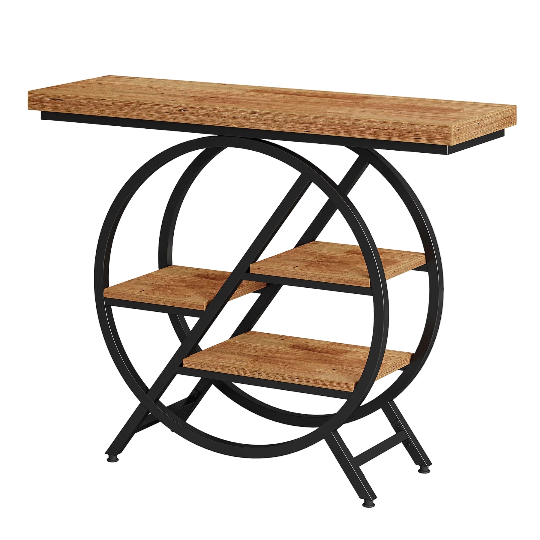 Tribesigns Tavolo Consolle, 100 cm Tavolo da Divano Tavolo da Ingresso a 4 Ripiani con Struttura Geometrica