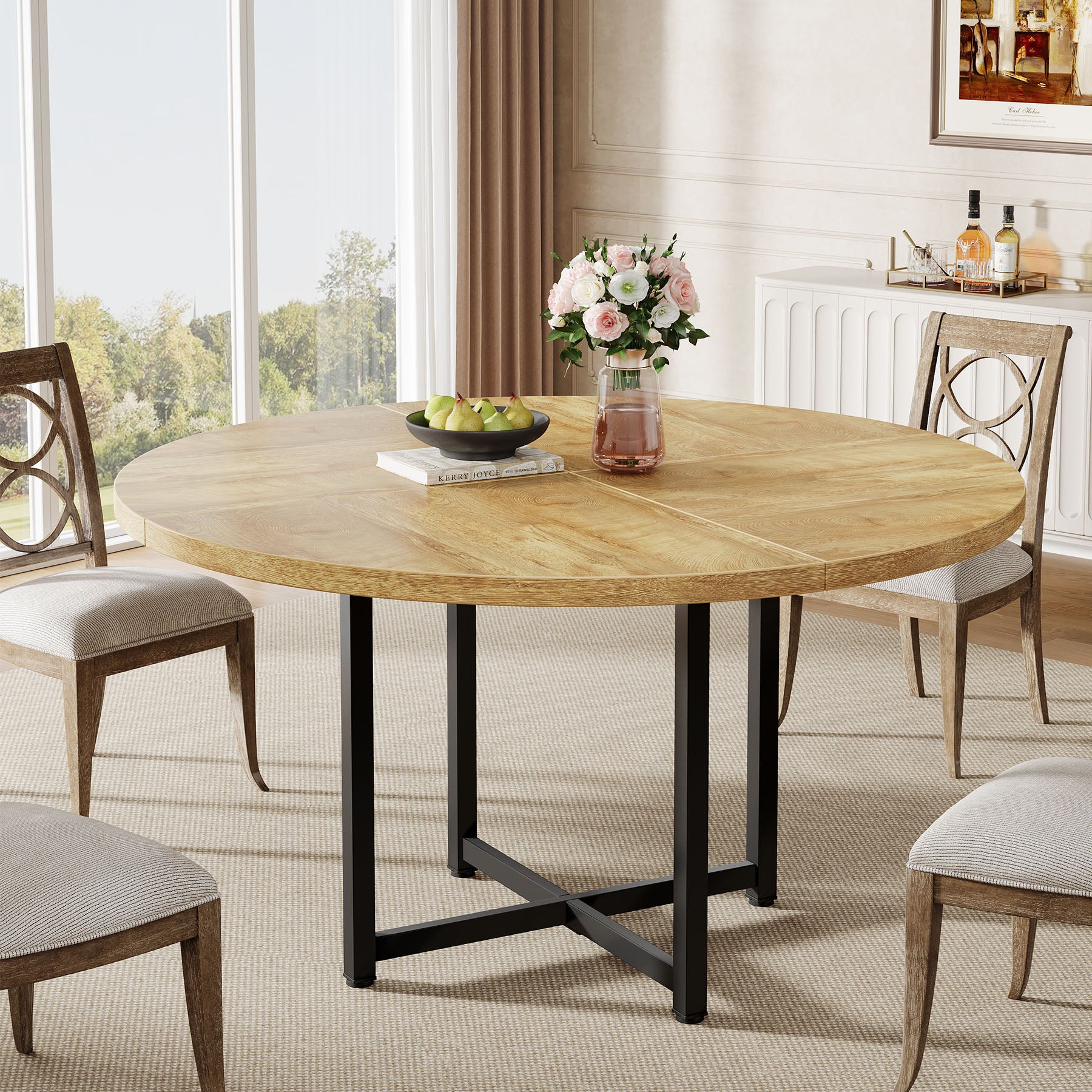 Tribesigns Tavolo da pranzo, tavolo da cucina rotondo da 120 cm per 4-6 persone