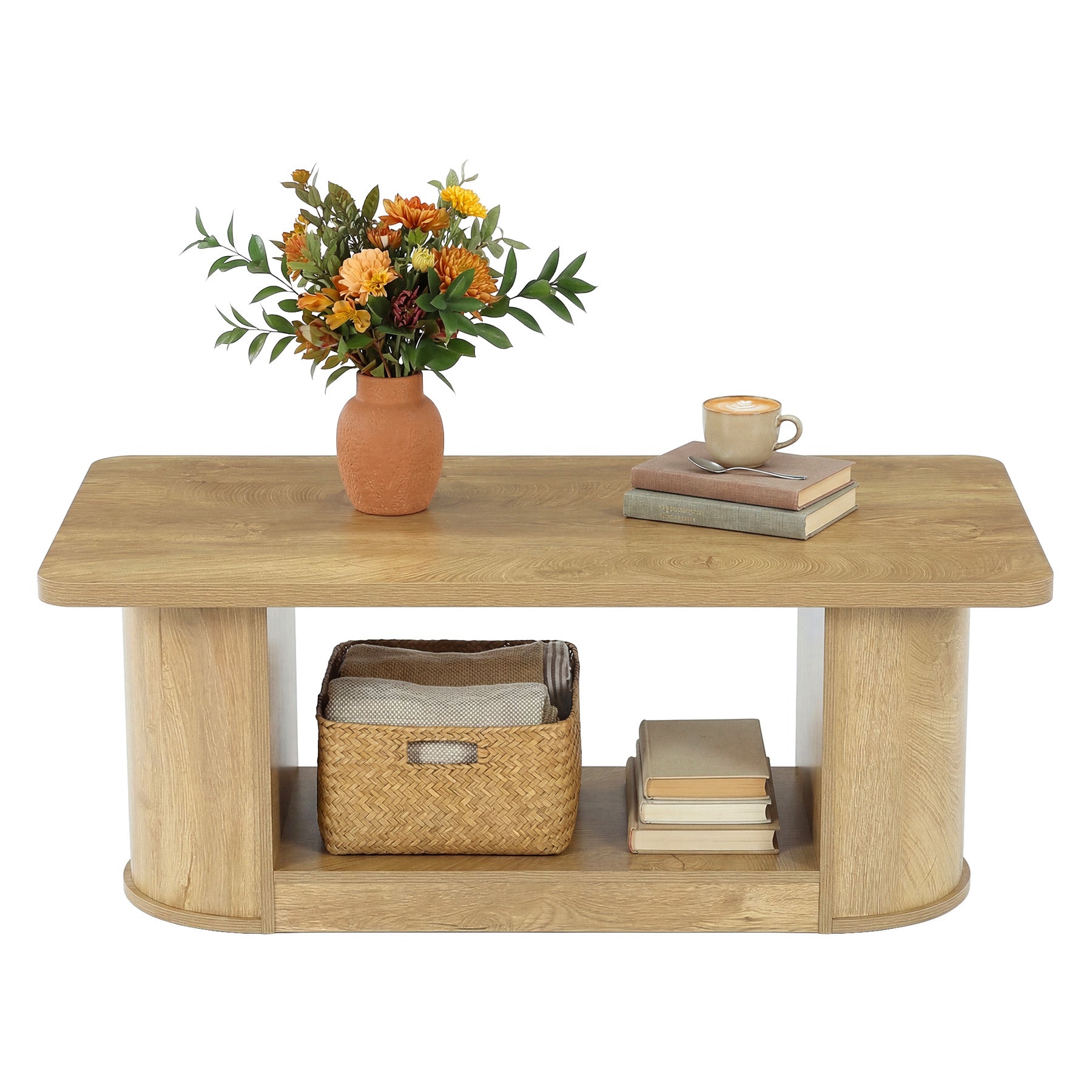 Tribesigns Tavolino da Caffè da 120 cm, Tavolo Rettangolare a 2 Ripiani con Contenitore