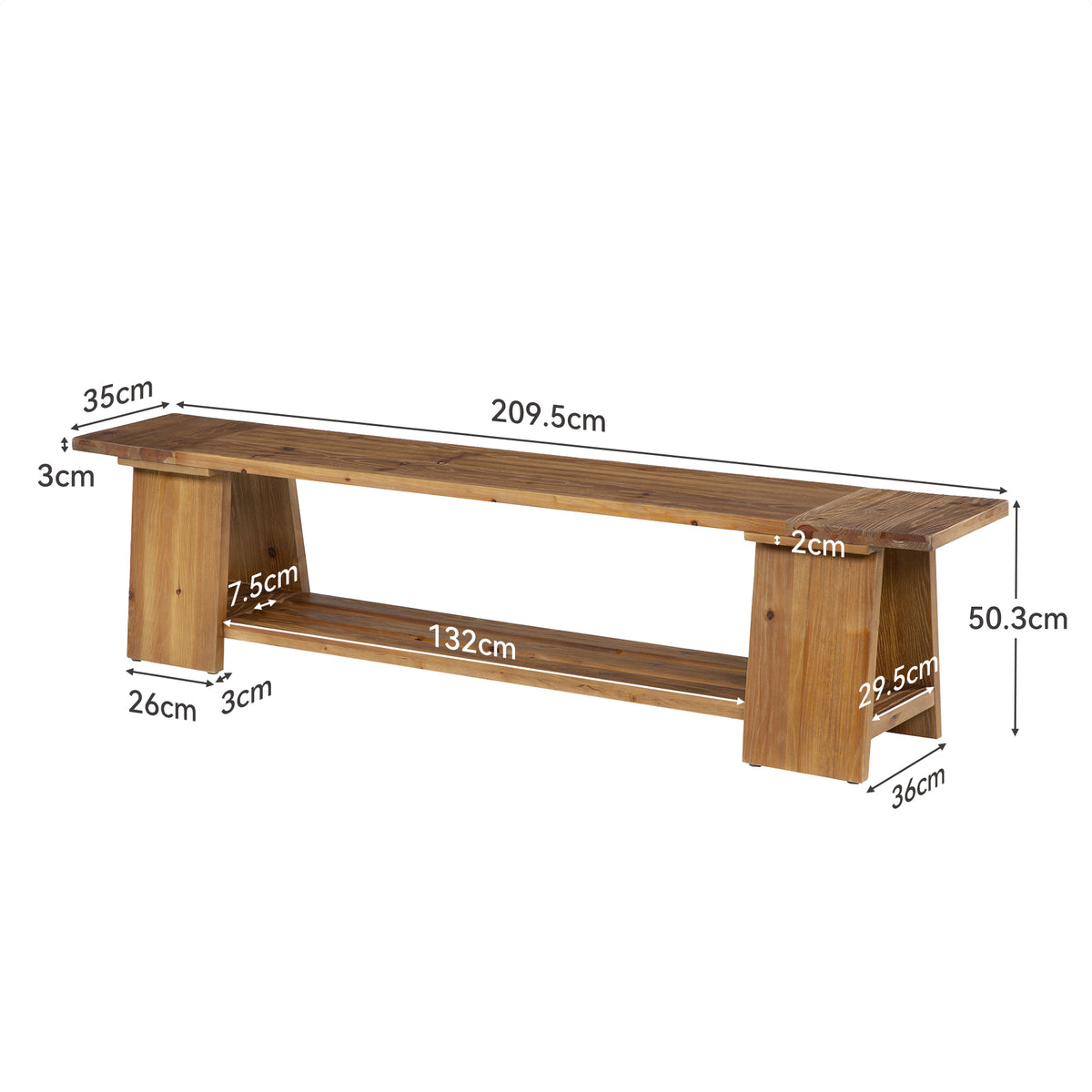 Tribesigns Mobile TV Rustico in Legno Massello a 2 Ripiani, 210 cm, per TV fino a 90"