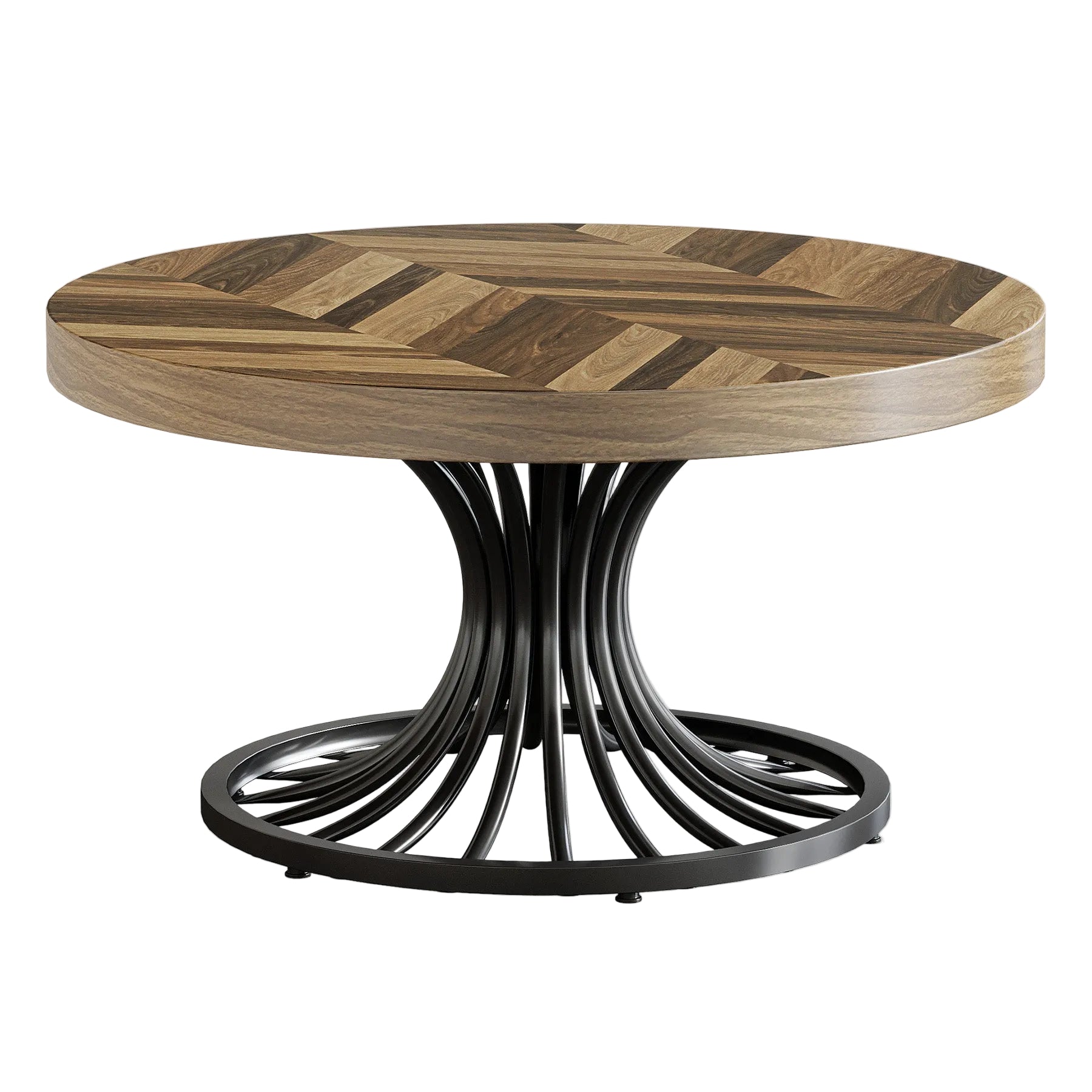 Tribesigns Tavolino da caffè, tavolo centrale circolare da fattoria da 80 cm con piedistallo elegante