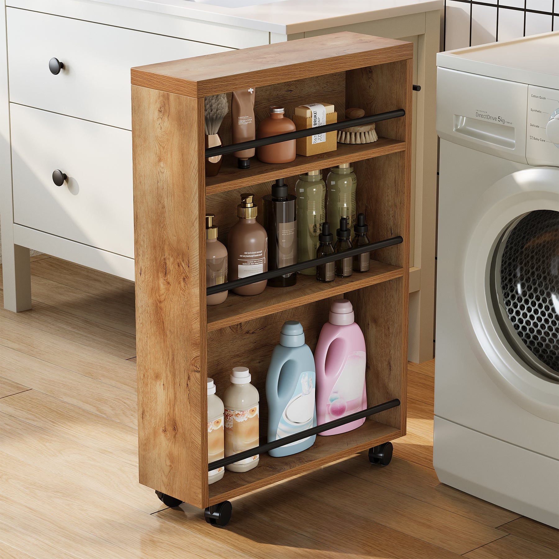 Tribesigns Carrello sottile da cucina, carrelli a 4 piani estraibile su ruote per piccoli spazi
