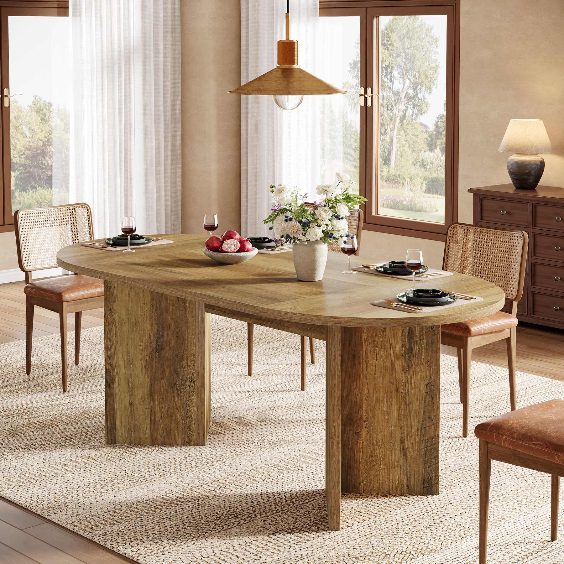 Tribesigns 160 cm Tavolo da pranzo, Tavolo da Cucina ovale per 6 persone
