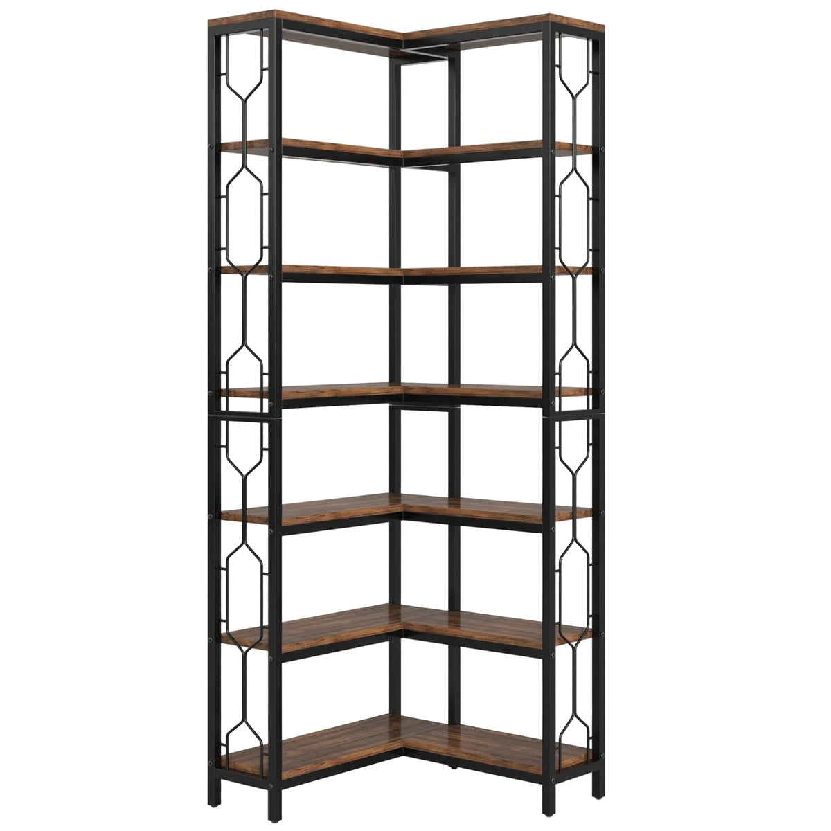 Tribesigns Scaffale Angolare, Libreria Angolare Industriale a 7 livelli Mobile Angolare in Legno e Metallo