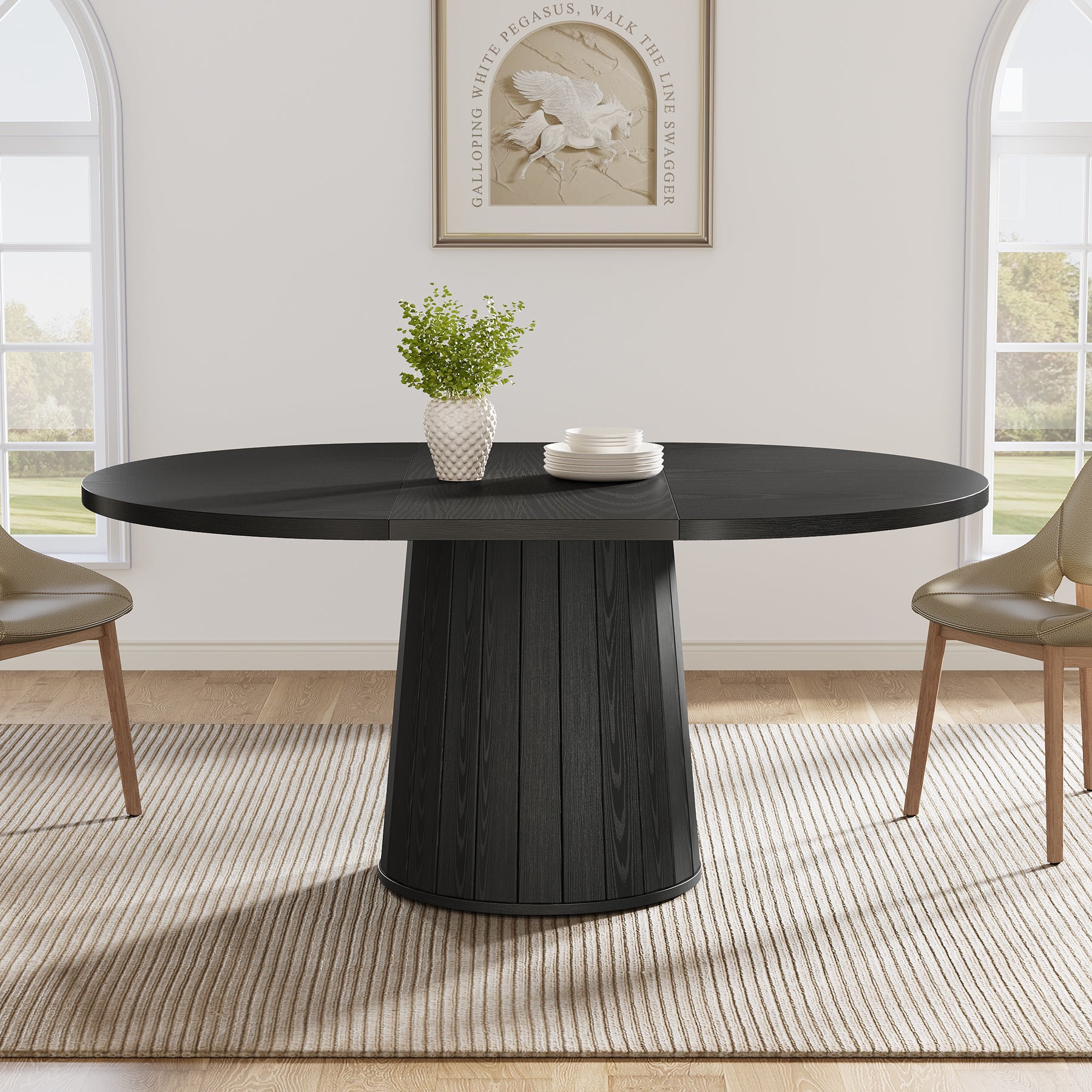 Tribesigns Tavolo da pranzo ovale, tavolo da pranzo da cucina da 140 cm per 6 persone