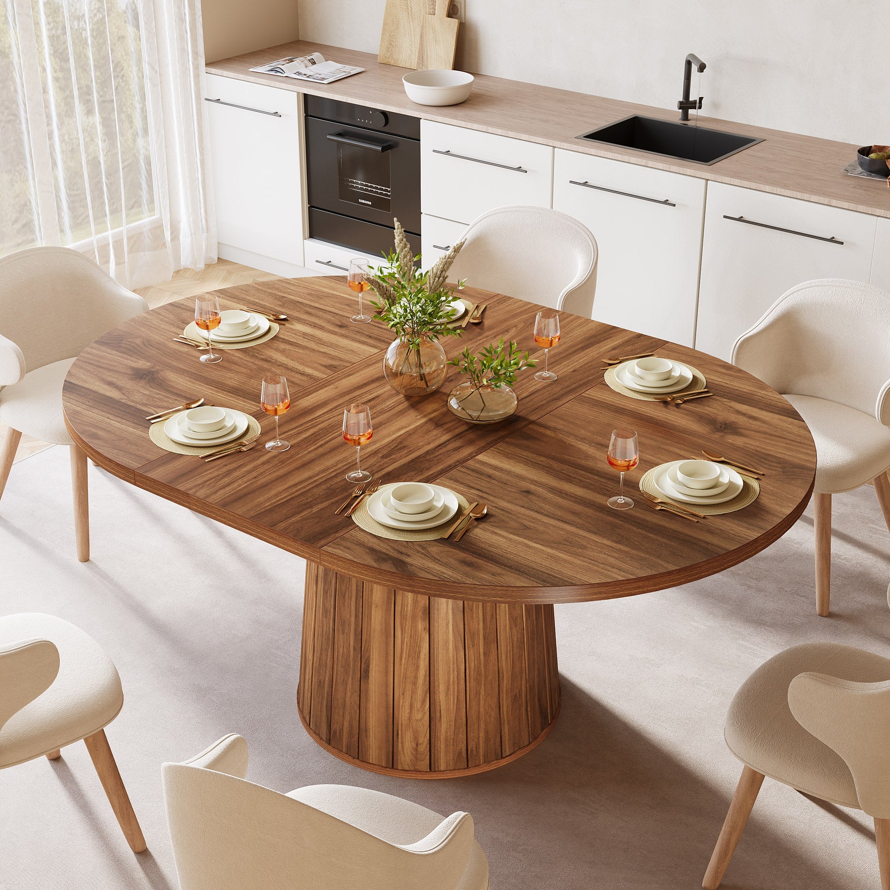 Tribesigns Tavolo da pranzo ovale, tavolo da pranzo da cucina da 140 cm per 6 persone