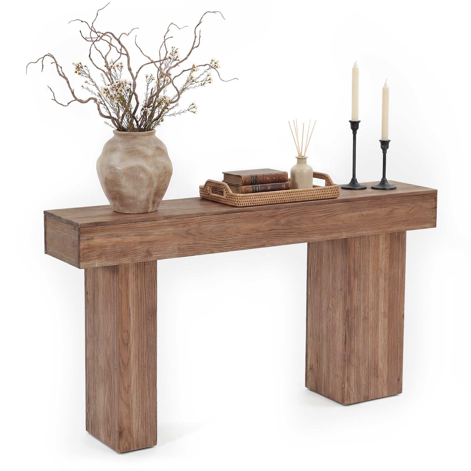 Tribeisgns Tavolo consolle da 160 cm, tavolino da divano in stile country in legno massello