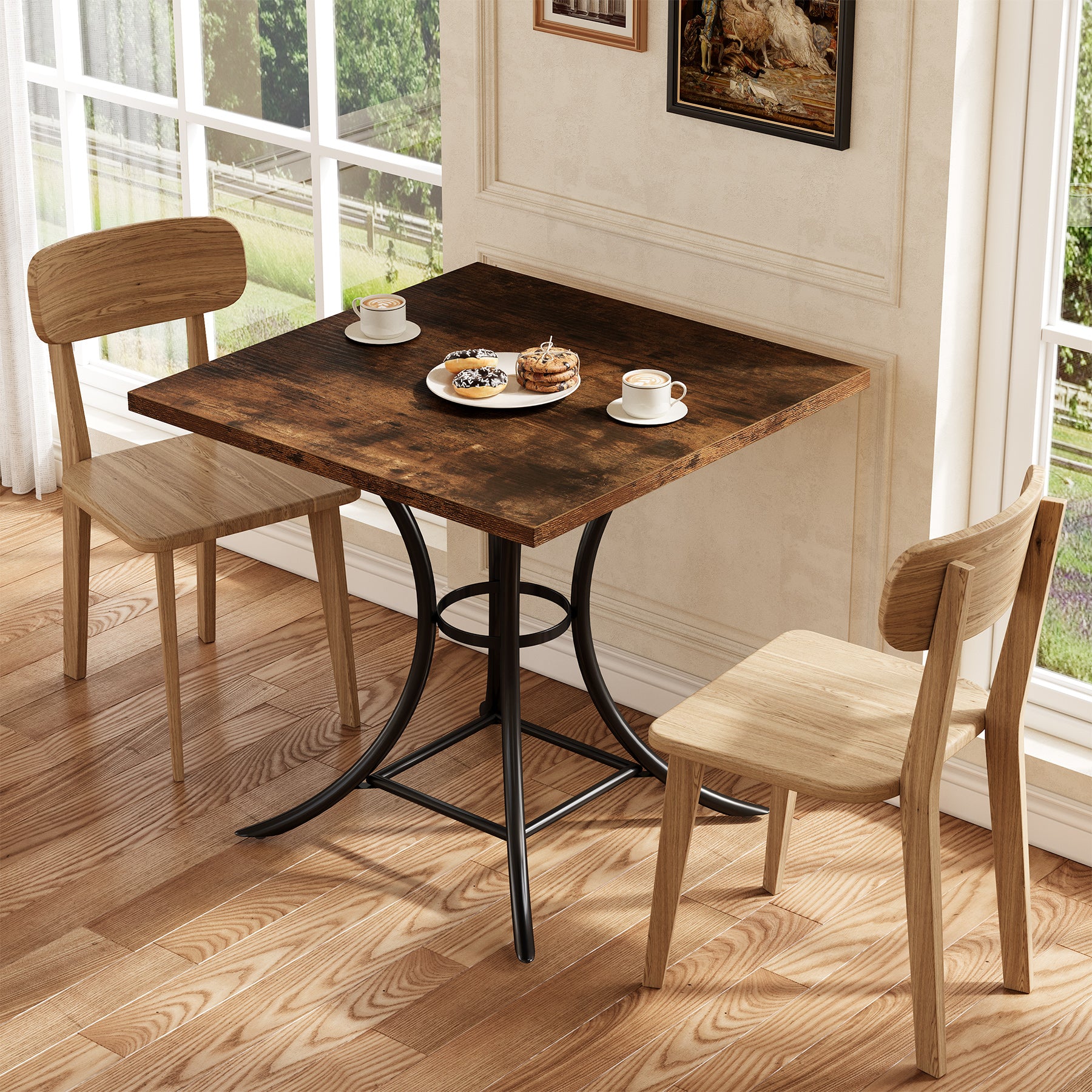 Tribesigns Tavolo da pranzo da 80 cm, Tavolo da cucina quadrato per 4 persone
