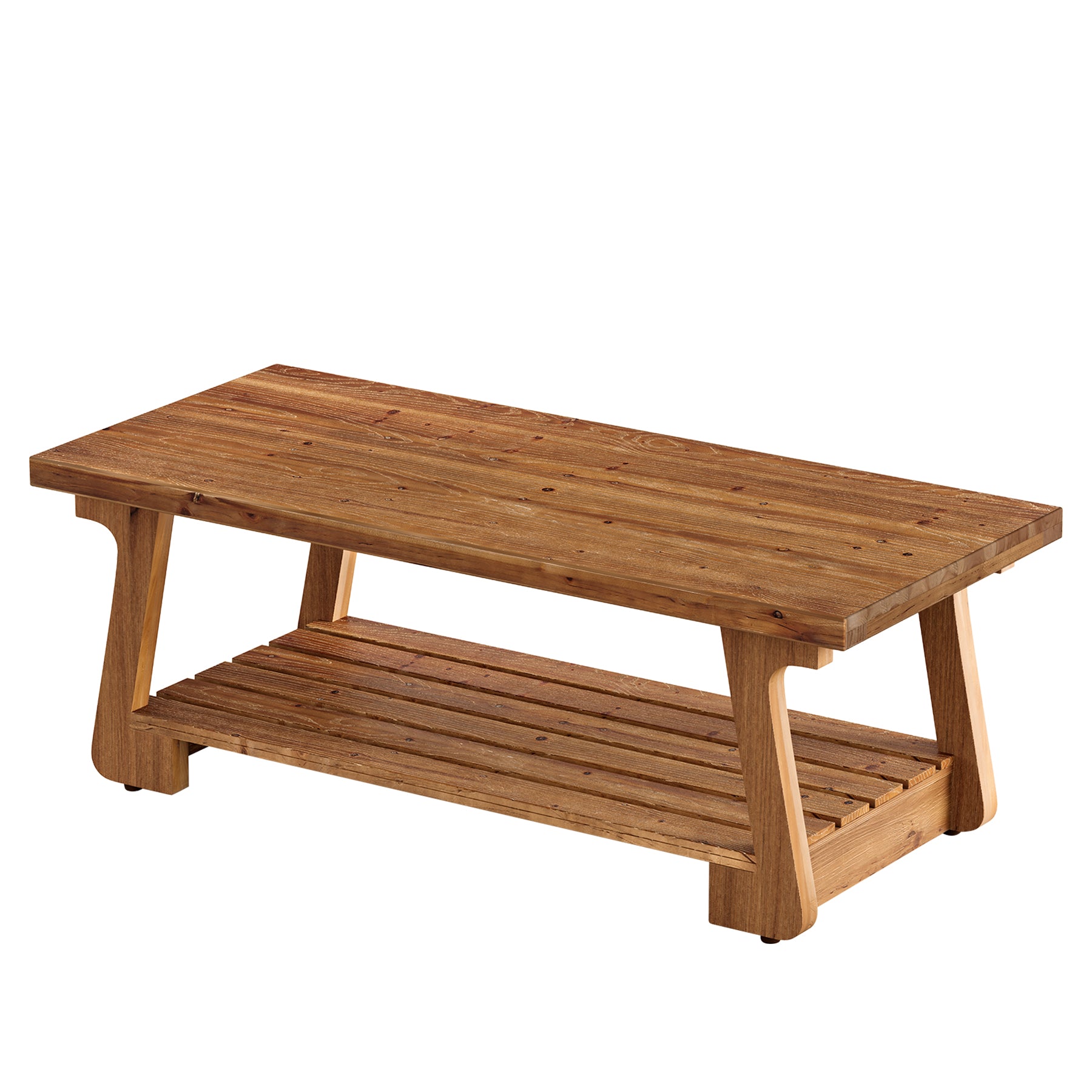 Tribesigns Tavolino da Salotto in Legno Massello a 2 Ripiani, 140 x 60 x 45 cm, per Soggiorno