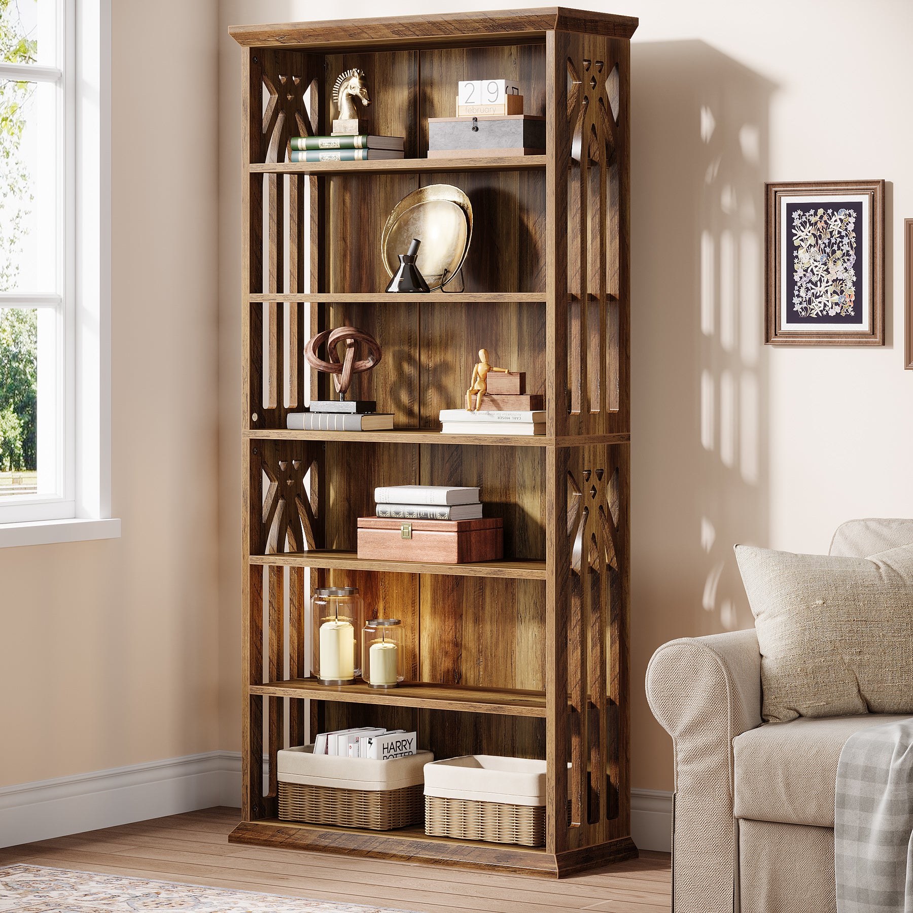 Tribesigns 190 cm Libreria, libreria e scaffalatura freestanding a 6 ripiani