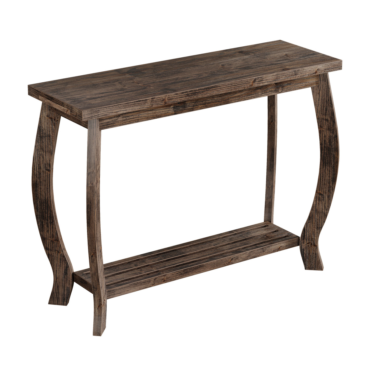 Consolle Country in Legno Massello con Gambe Curve e Ripiano, 105 cm, per Ingresso