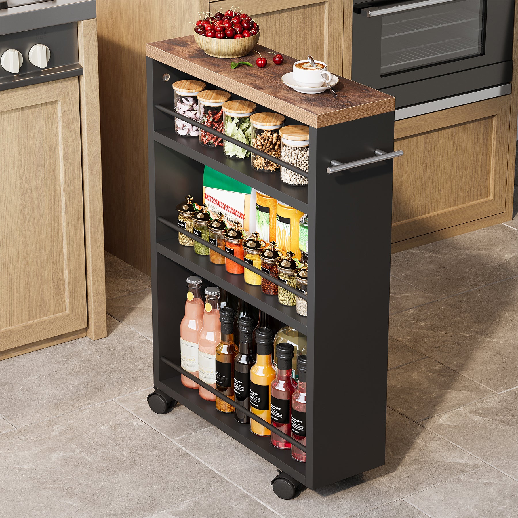 Tribesigns Carrello sottile da cucina, carrelli a 4 piani estraibile su ruote per piccoli spazi