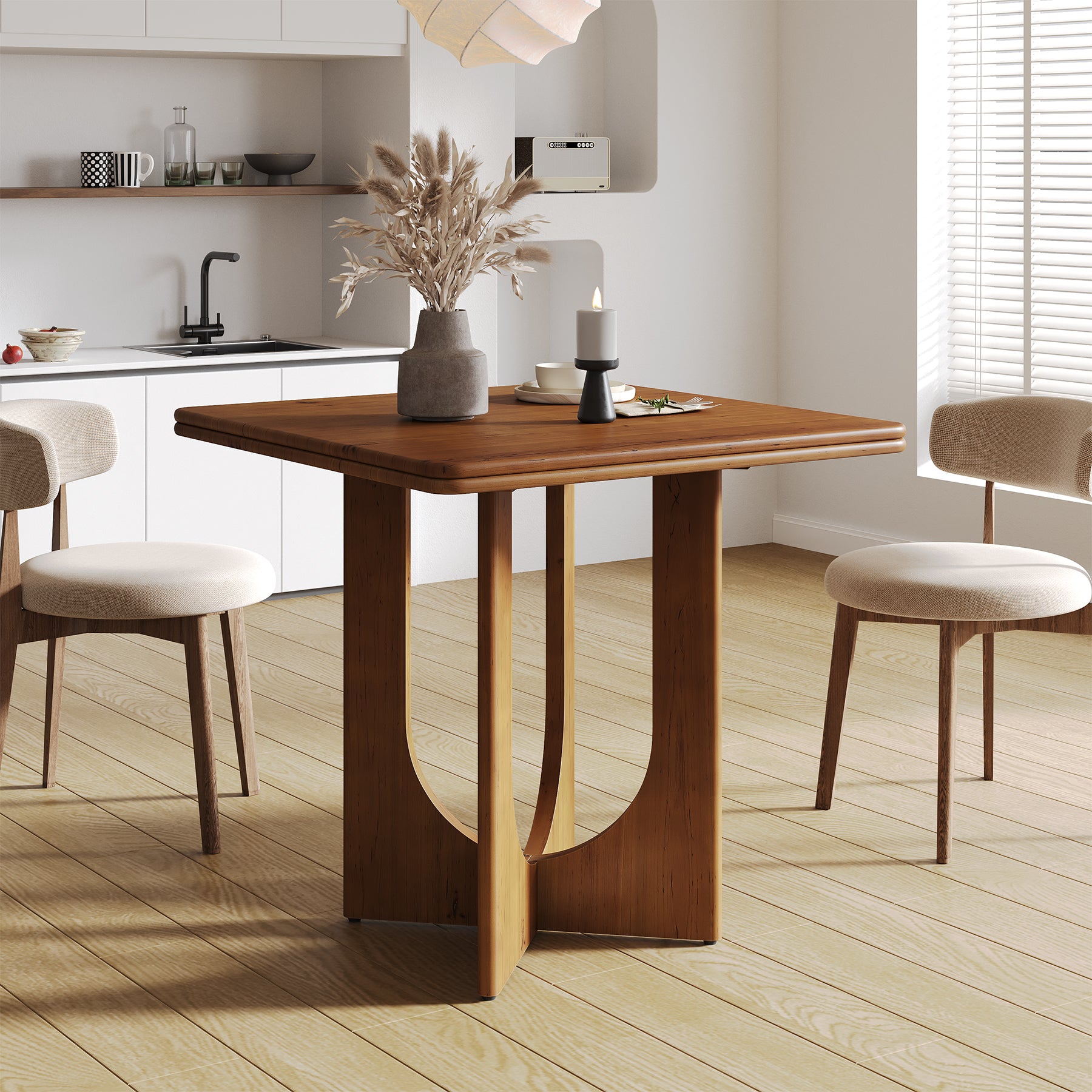 Tribesigns Tavolo da pranzo da 80 cm, tavolo da cucina quadrato in legno massello