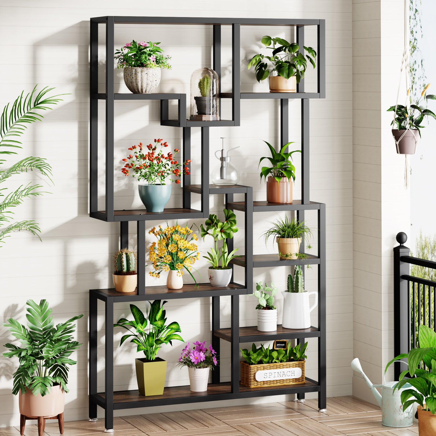 Tribesigns Libreria a 7 ripiani, scaffale espositivo Etagere da 180 cm, scaffale industriale