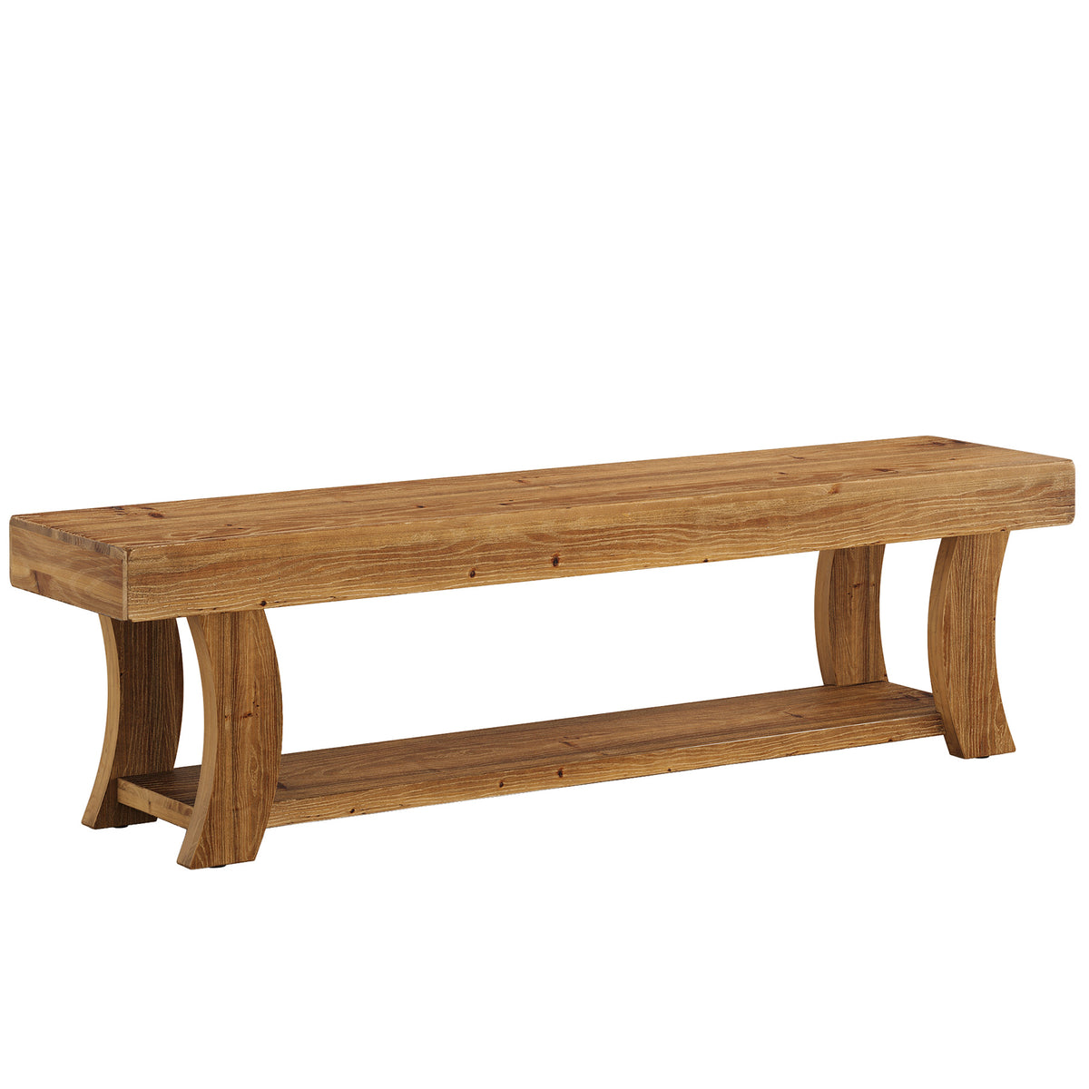 Panca Country in Abete Massello con Gambe Curve, 160 cm, per Ingresso