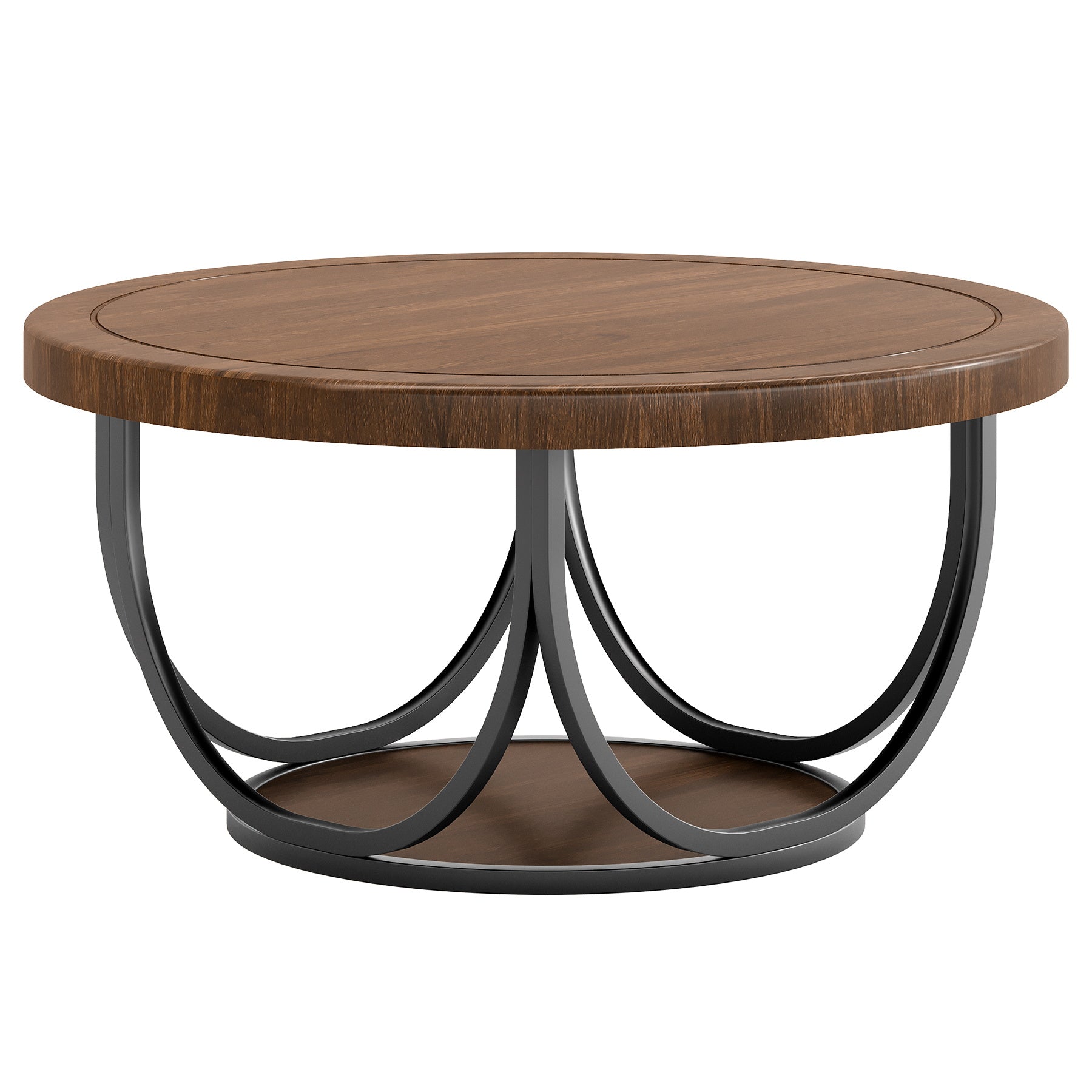 Tribesigns Tavolino da caffè da 90 cm, Tavolino centrale rotondo con 2 ripiani