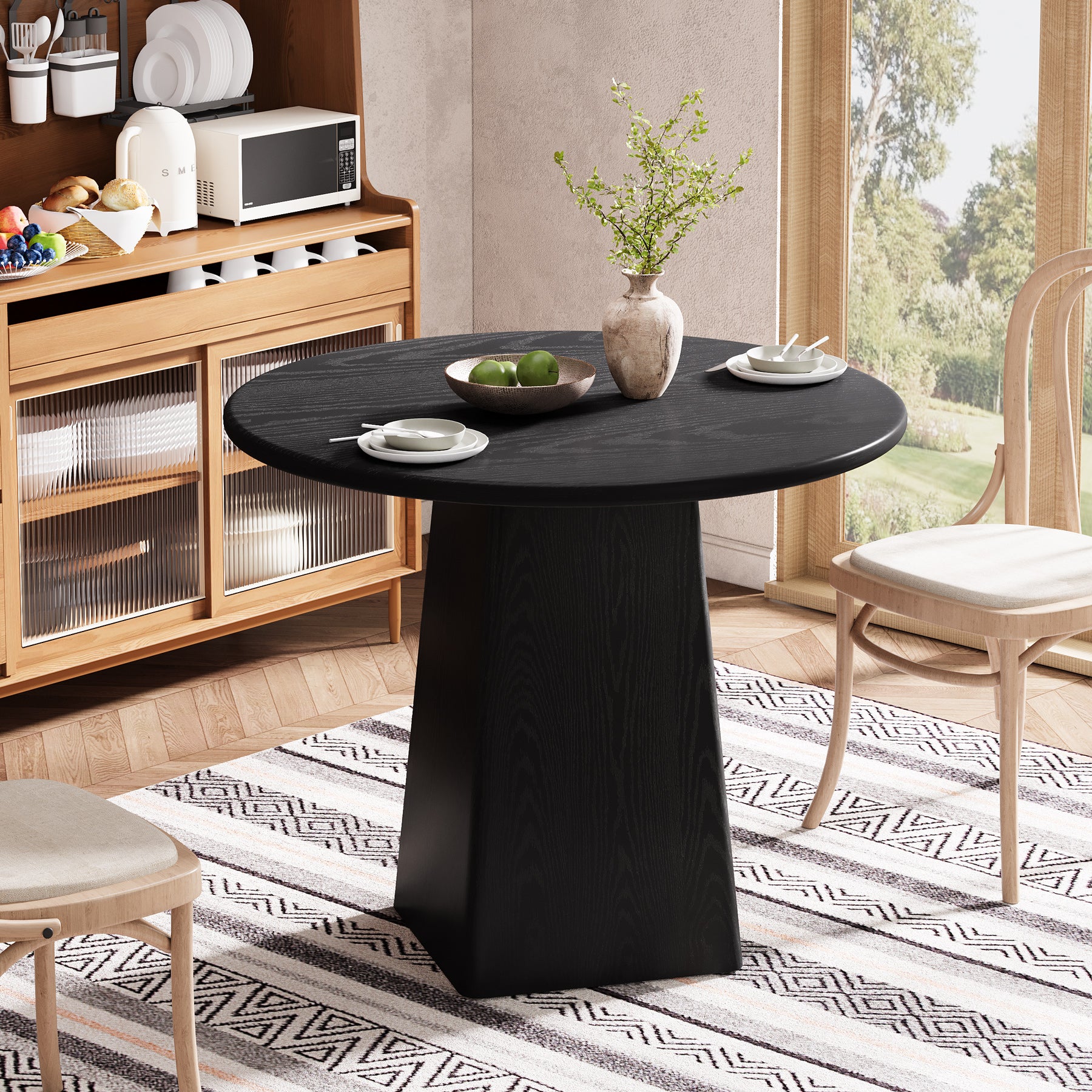 Tribesigns 80 cm Tavolo da pranzo, tavolo da cucina rotondo per 2-4 persone