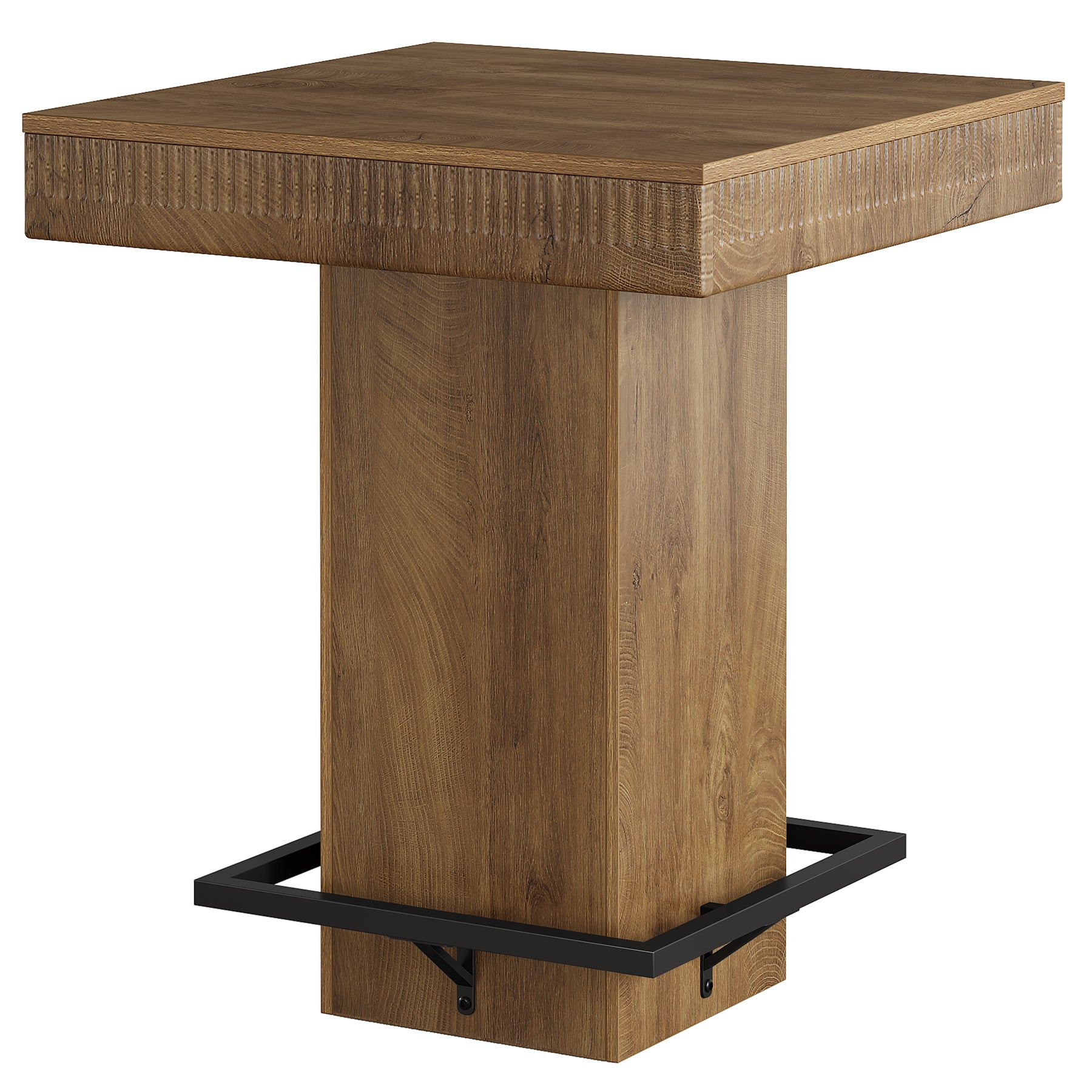 Tribesigns Tavolo da bar alto 95 cm, tavolo quadrato da bistrot in legno con poggiapiedi