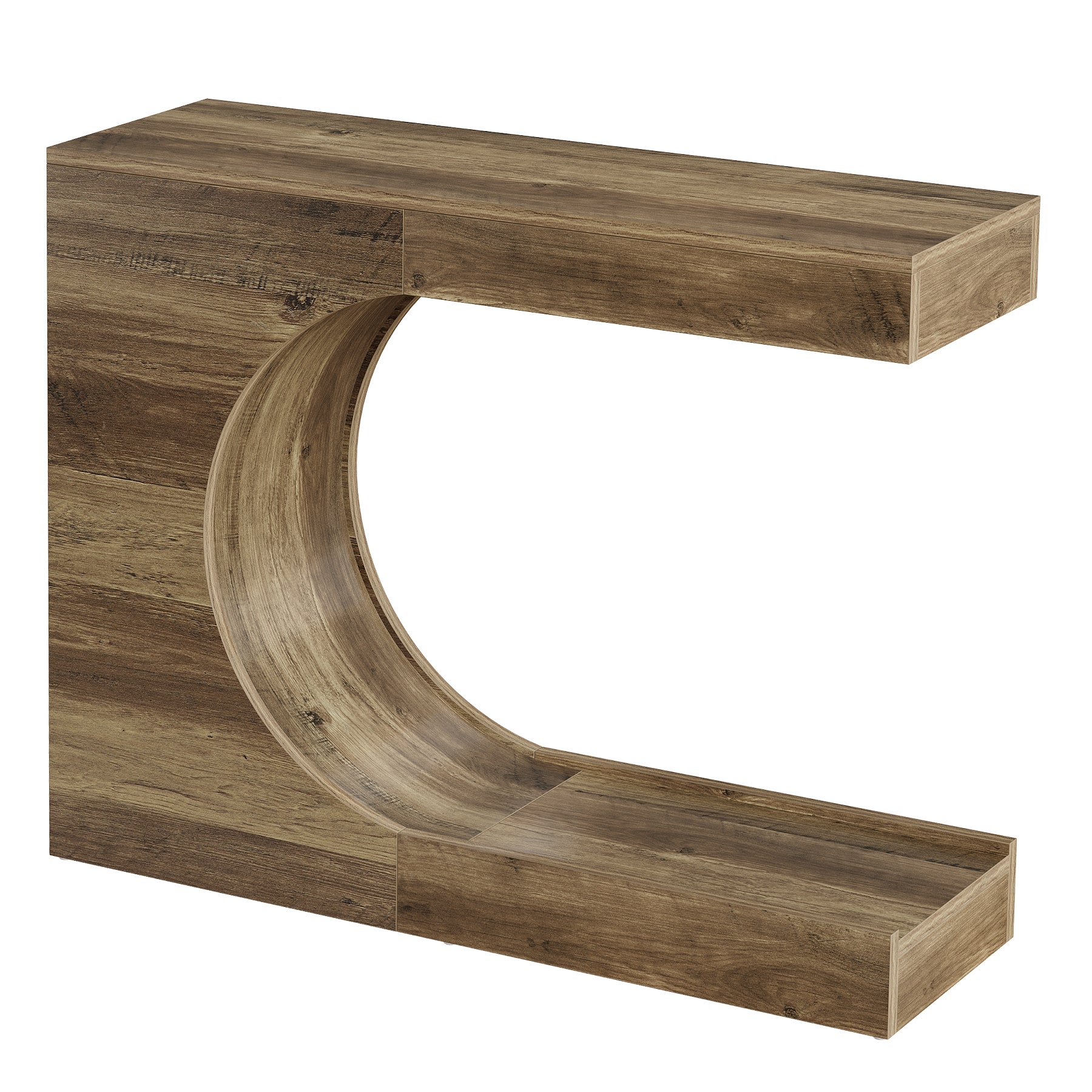 Tribesigns Consolle da 100 cm, tavolo da ingresso a forma di C con 2 ripiani, stile country moderno
