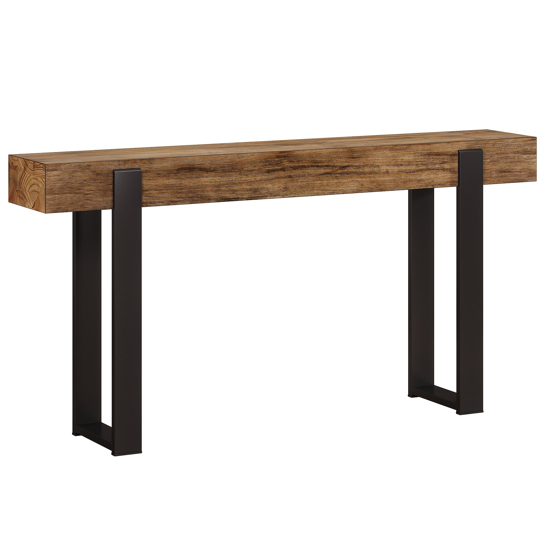 Tribesigns Consolle in legno massello, tavolino da divano con gambe in metallo (160 x 30 cm)