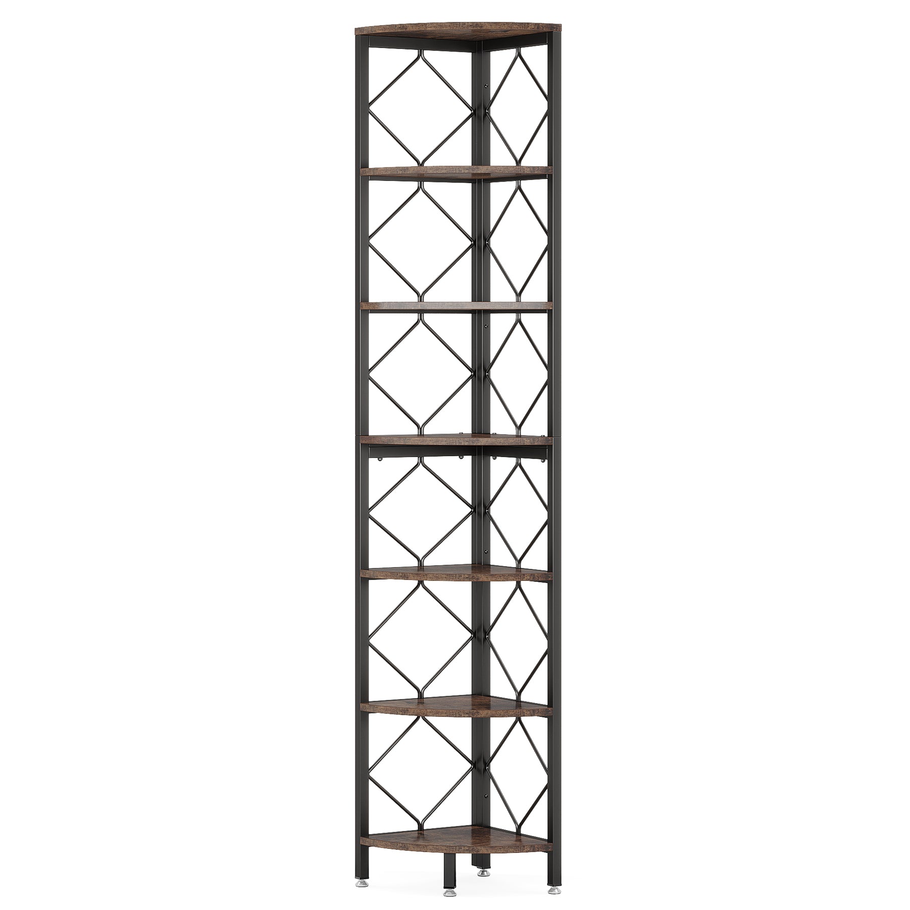 Tribesigns Libreria angolare a 7 ripiani, scaffale portaoggetti angolare
