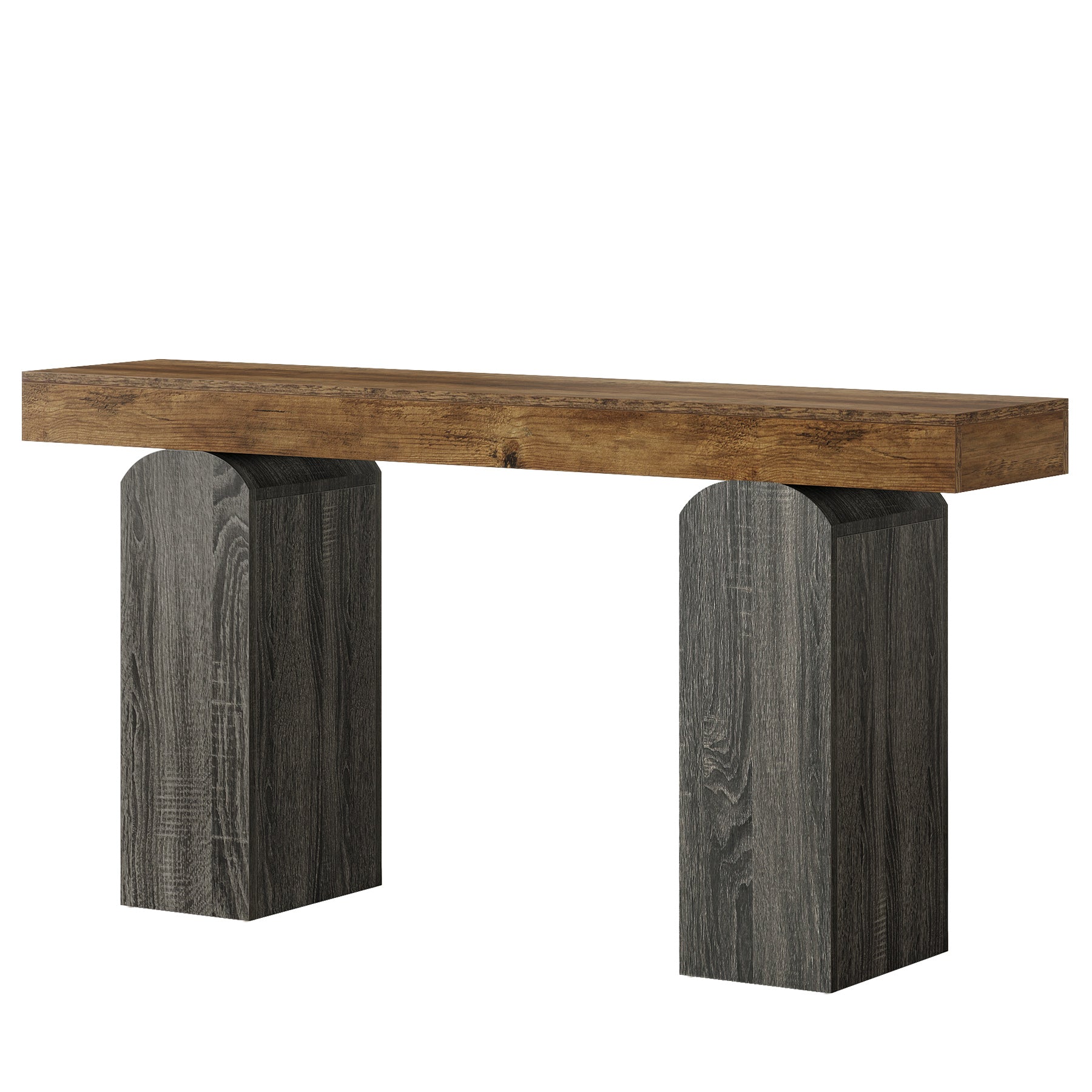 Tribesigns Tavolo consolle da 160 cm, tavolo da divano con due gambe a colonna curve.