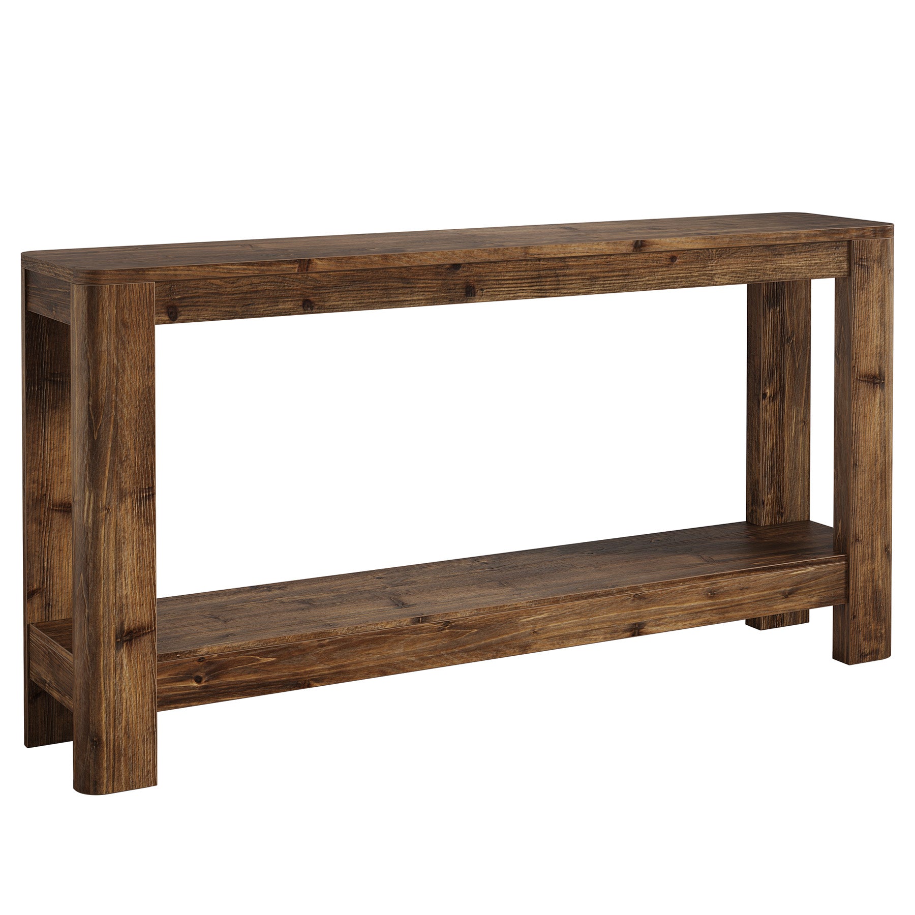 Tribesigns Consolle in legno massello da 160 cm, tavolo sottile in stile rustico per ingresso e corridoio con ripiano