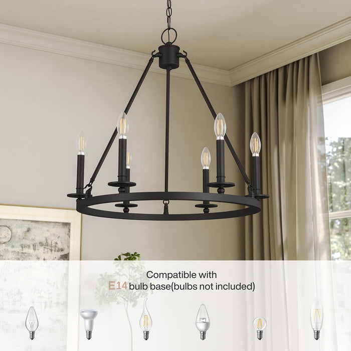 Tribesigns Lampadario a 6 luci a forma di ruota di carro, lampada da soffitto E14 ideale per soggiorno