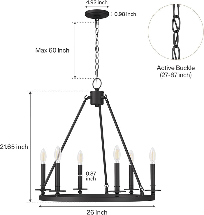 Tribesigns Lampadario a 6 luci a forma di ruota di carro, lampada da soffitto E14 ideale per soggiorno