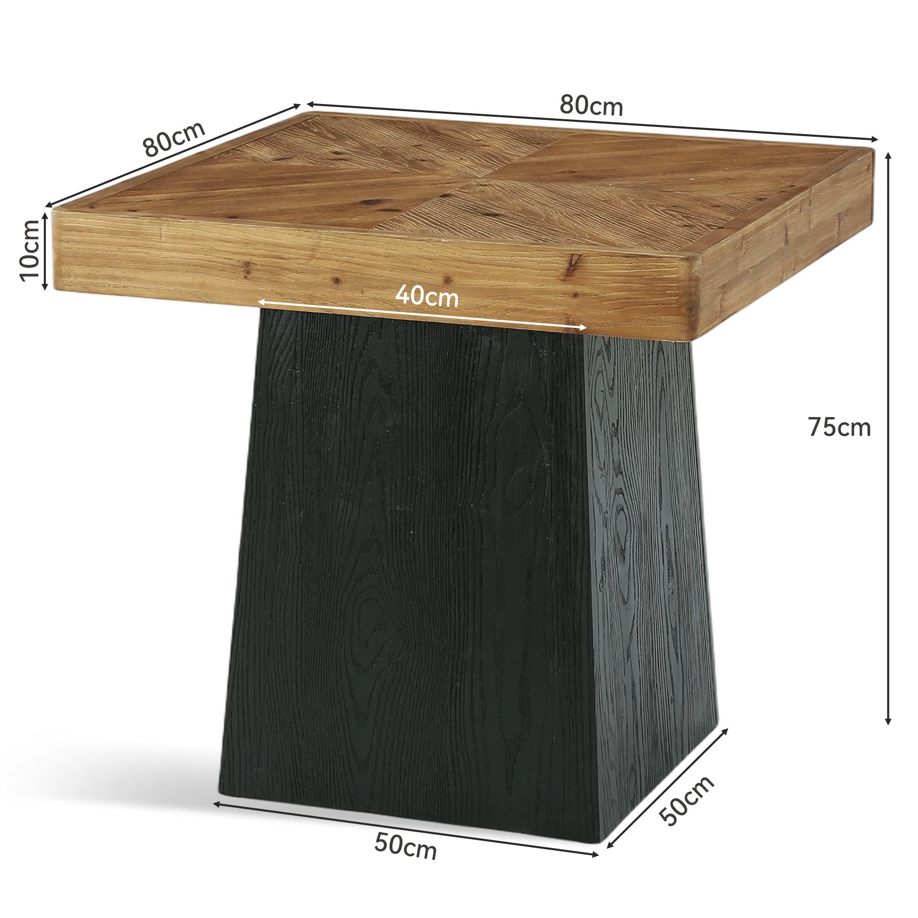 Tribesigns Tavolo da pranzo quadrato da 80 cm, tavolo da cucina rustico in legno massello con base affusolata per 2-4 persone