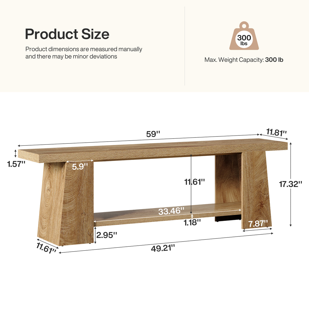 Tribesigns Banc à chaussures 150 cm, banc à 2 niveaux avec rangement en bois