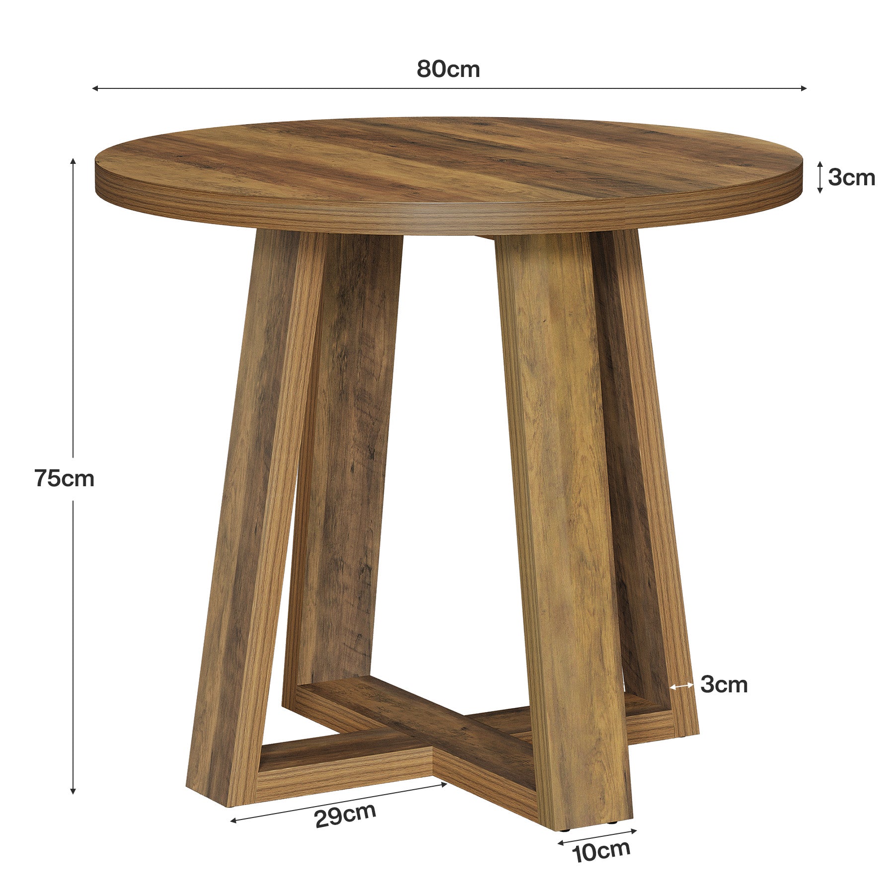 Tribesigns 80 cm Tavolo da Pranzo, Tavolo Cucina Rotondo Piccolo per 2-4 Persone