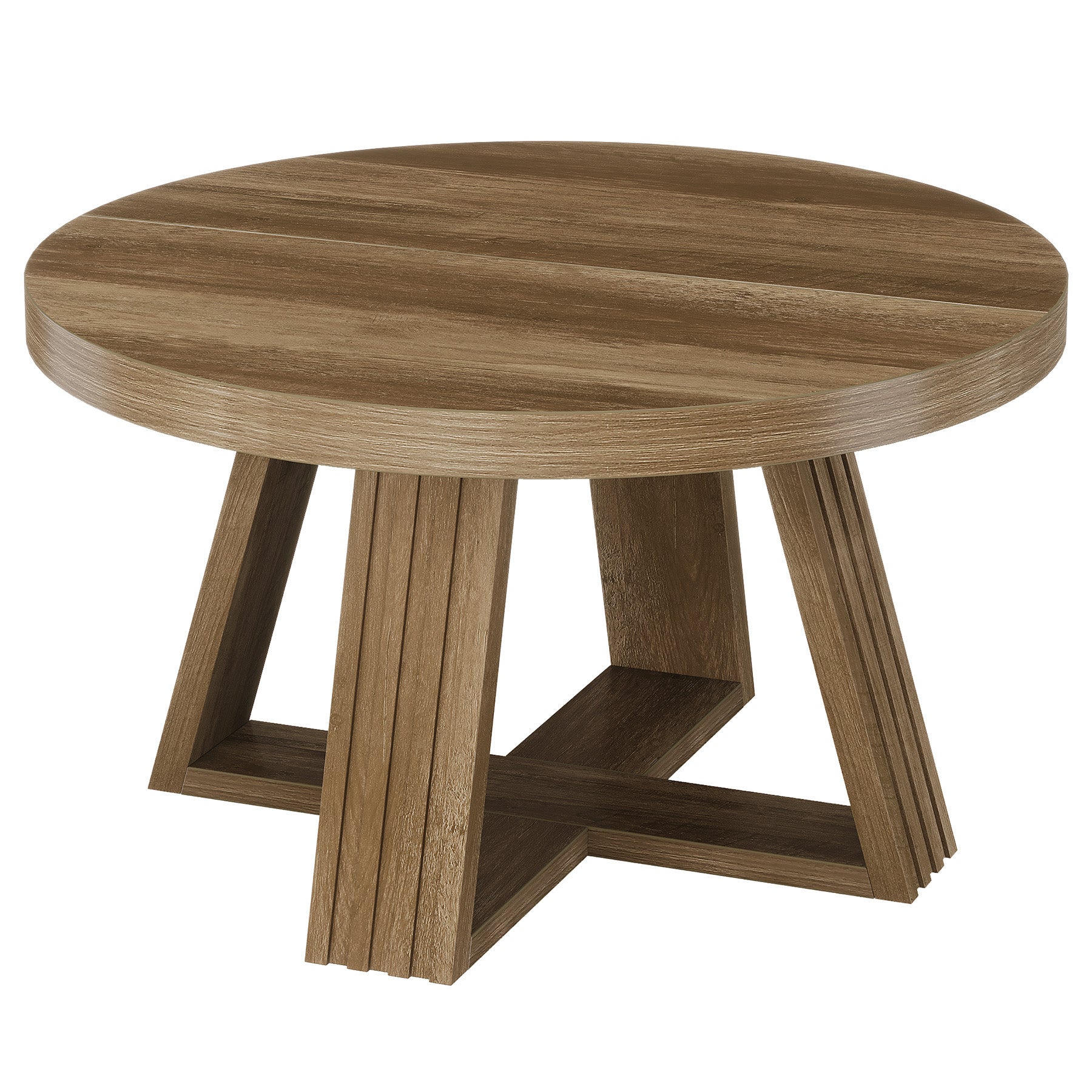 Tribesigns Tavolino rotondo da 80 cm, tavolo da soggiorno in stile country con struttura a croce