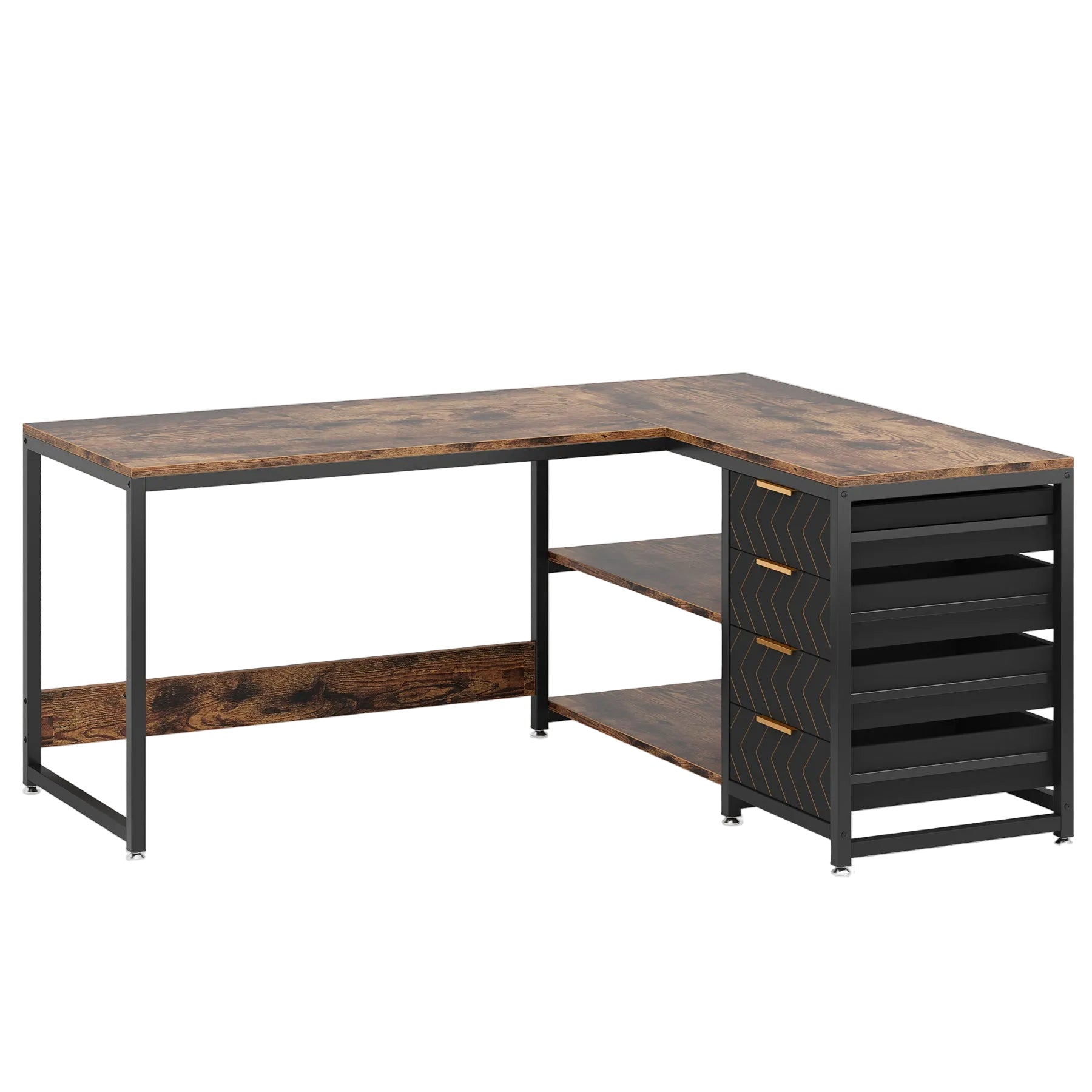 Tribesigns Scrivania per Computer a forma di L, ad AngoloTavolo da scrivania con 4 cassetti per ufficio