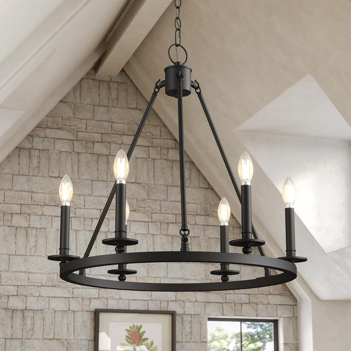 Tribesigns Lampadario a 6 luci a forma di ruota di carro, lampada da soffitto E14 ideale per soggiorno
